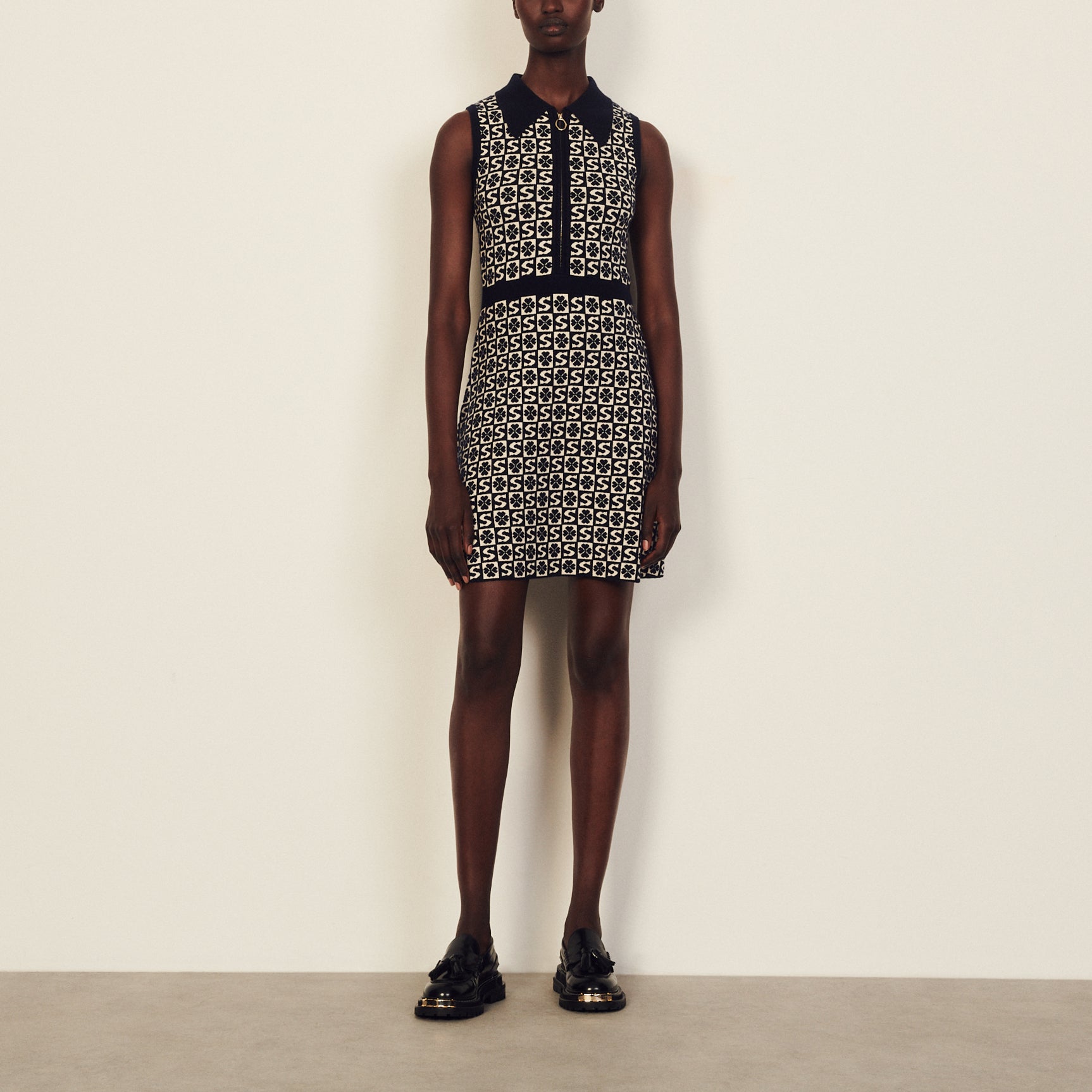 Robe polo sans manches à motif jacquard Sandro seconde main