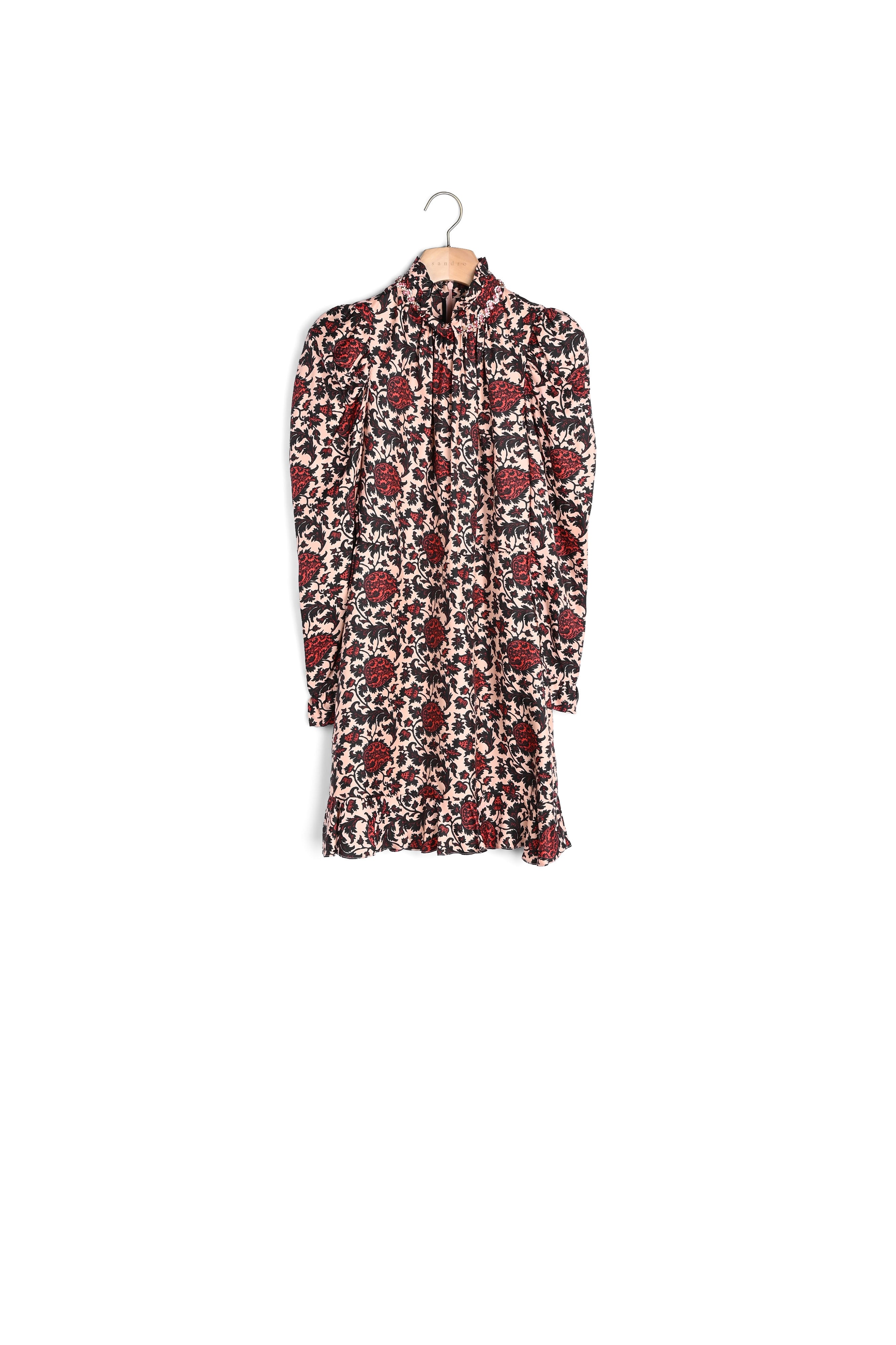 Robe courte imprimée en soie mélangée Sandro seconde main