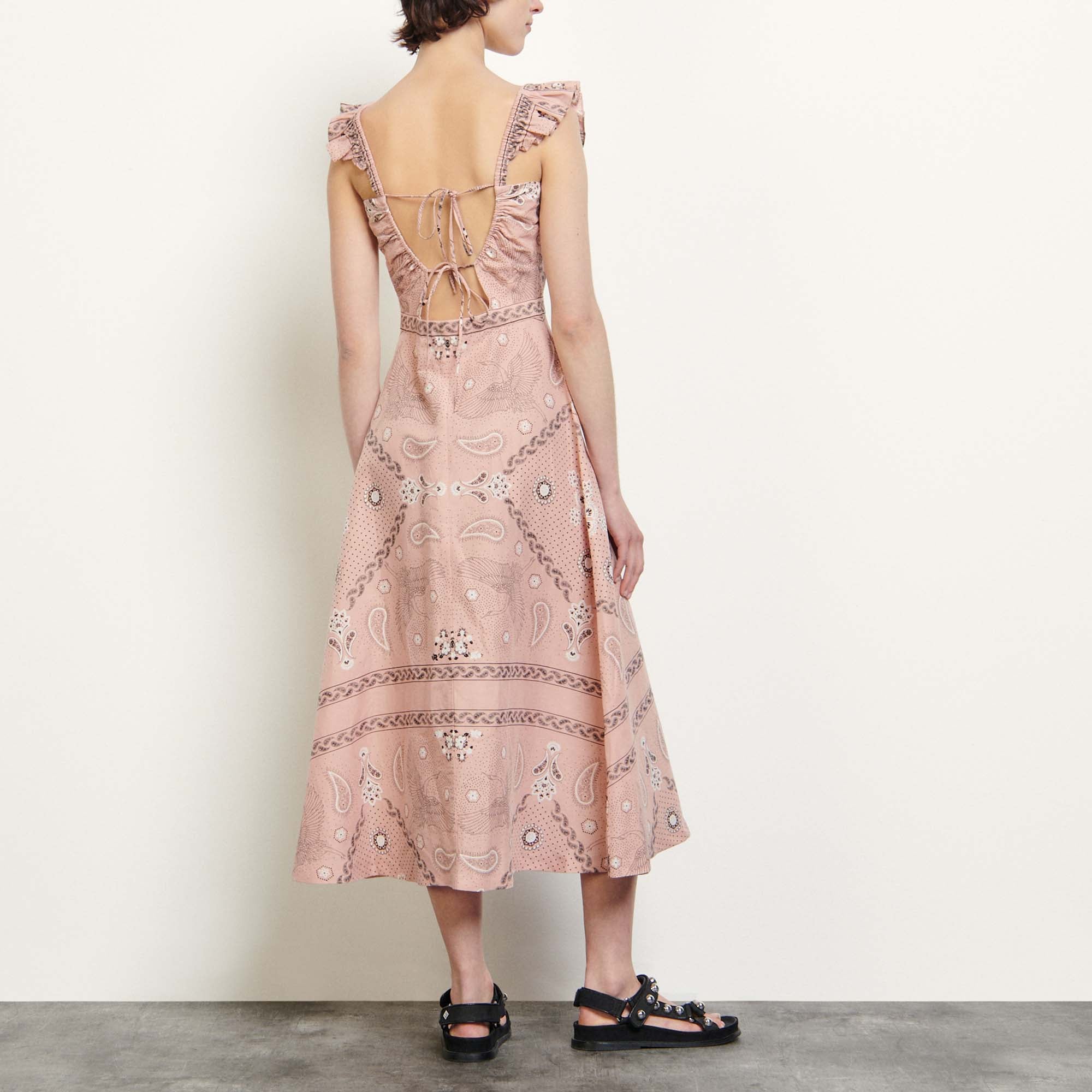 Robe longue imprimée à encolure carrée Sandro seconde main