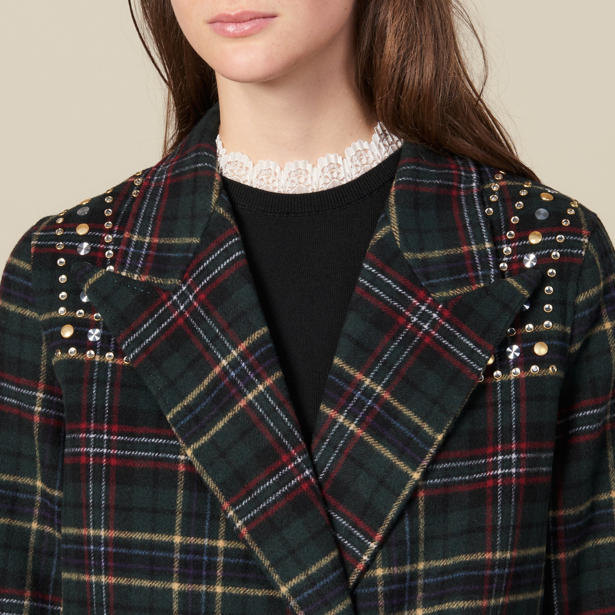 Manteau long orné de strass aux épaules Sandro seconde main