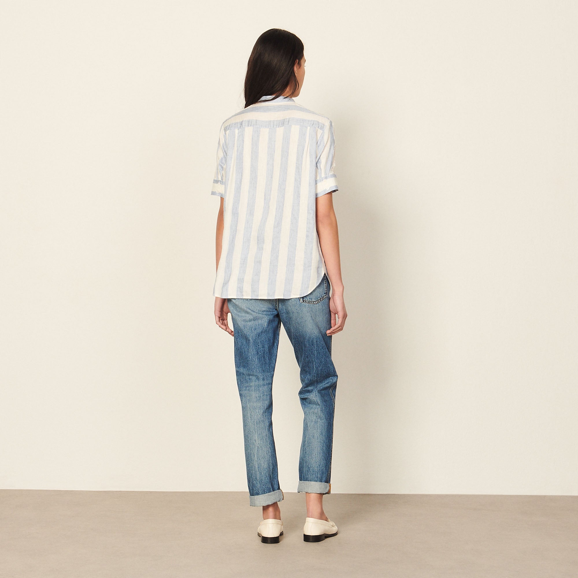 Chemise rayée en lin Sandro seconde main