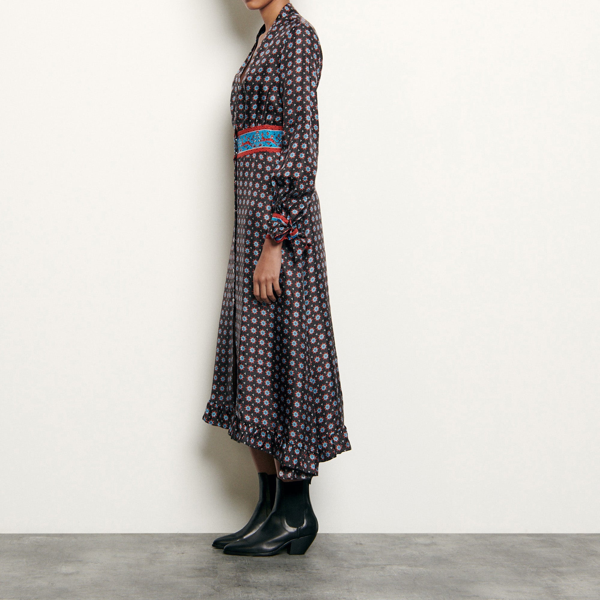 Robe longue en soie imprimée Sandro seconde main