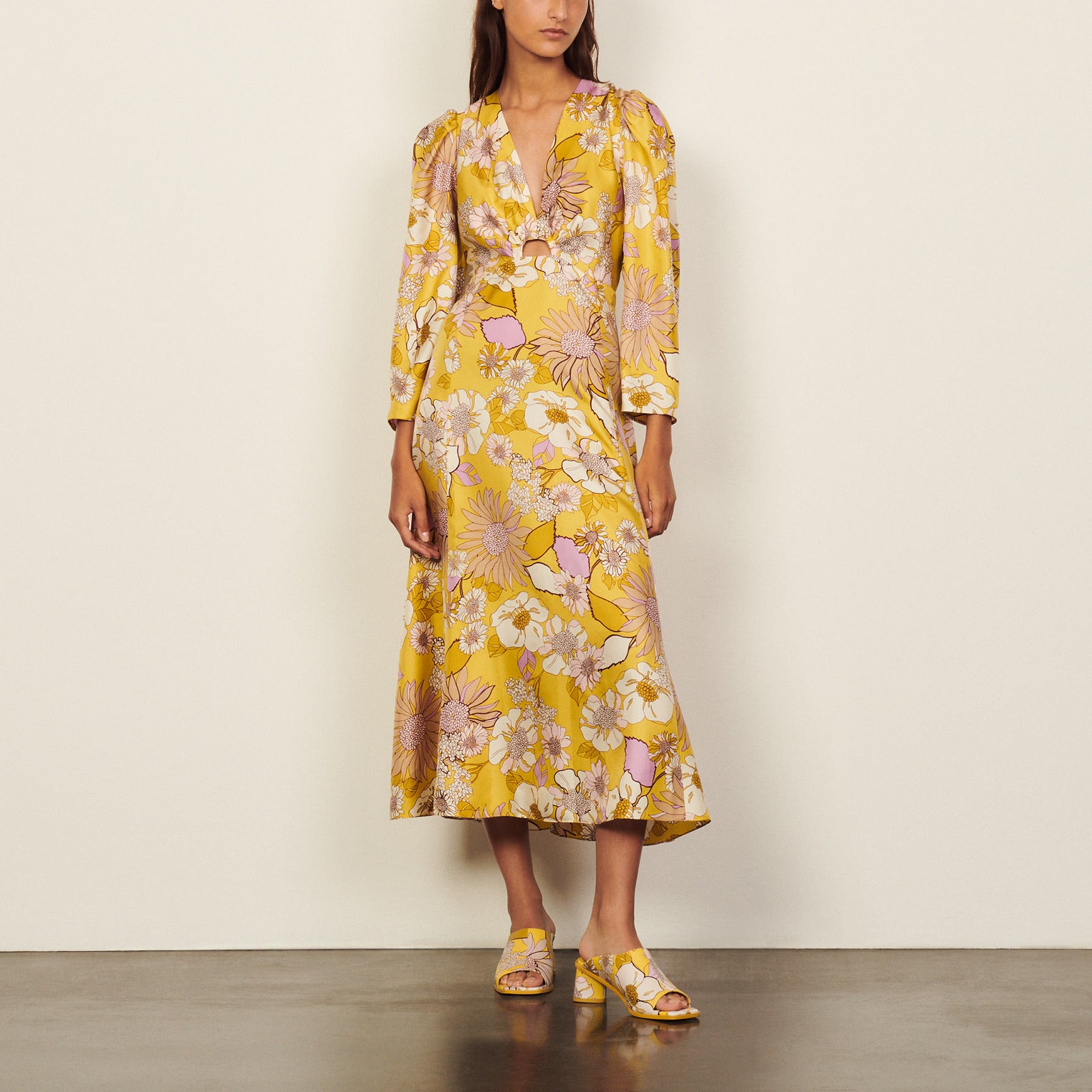 Robe longue imprimée en soie Sandro seconde main