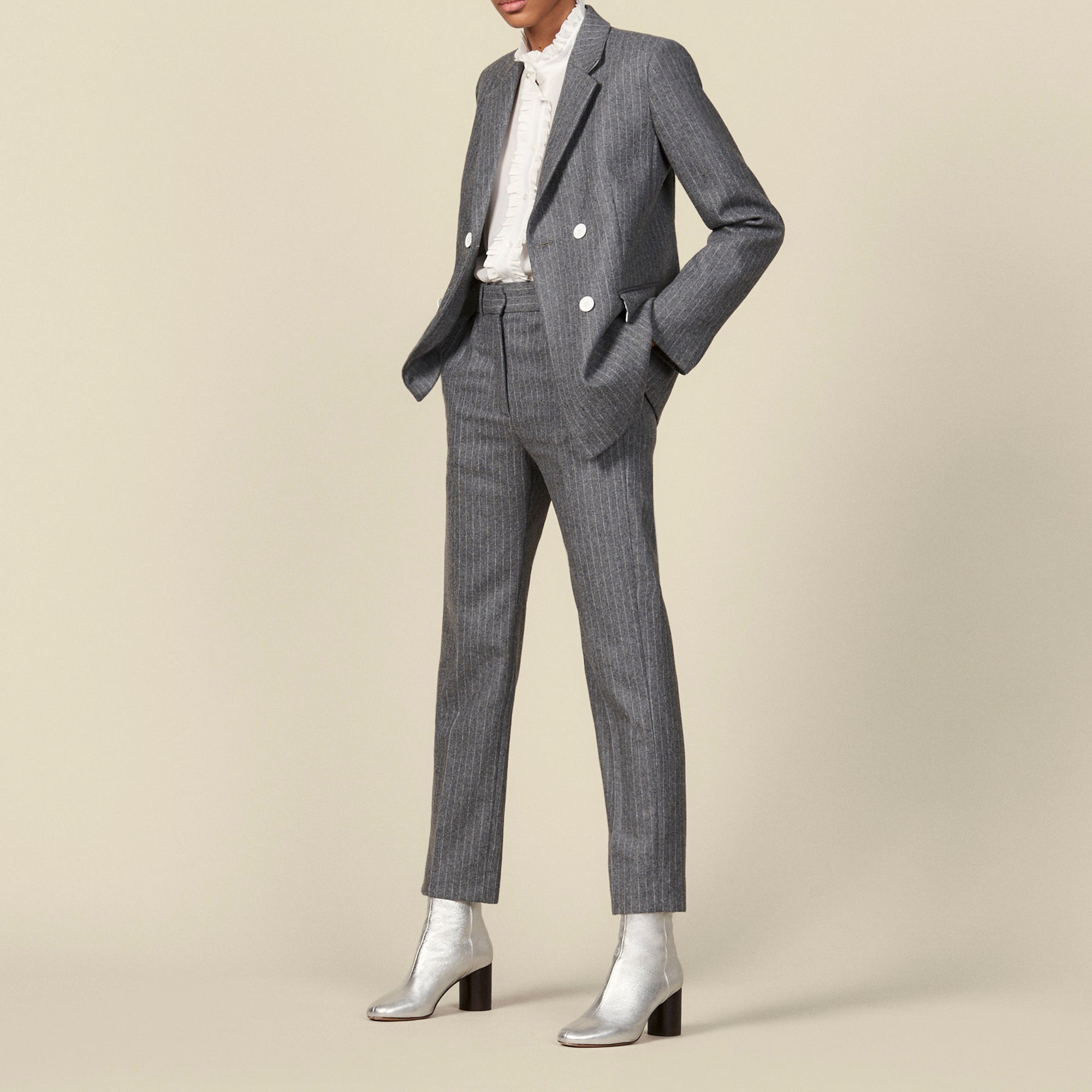 Pantalon en flanelle à rayures tennis Sandro seconde main