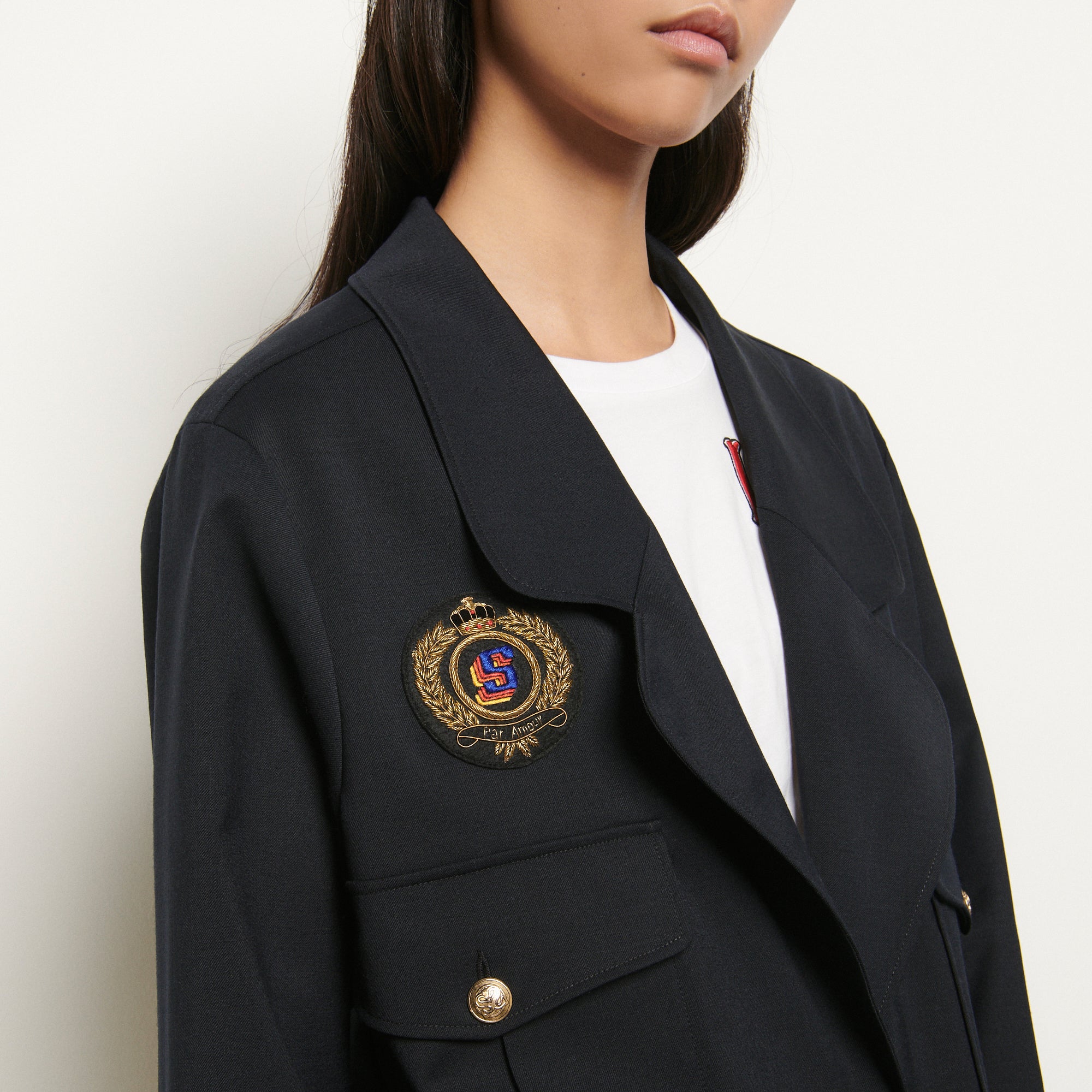Veste tailleur courte avec patch Sandro seconde main