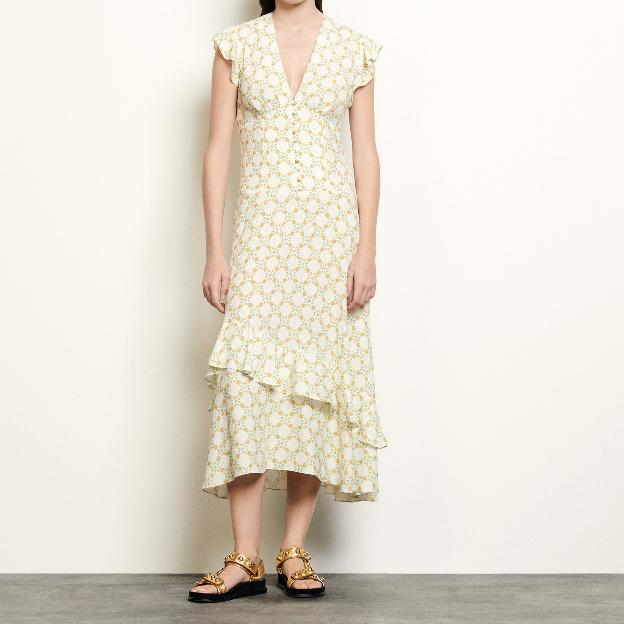 Robe longue en jacquard imprimé Sandro seconde main