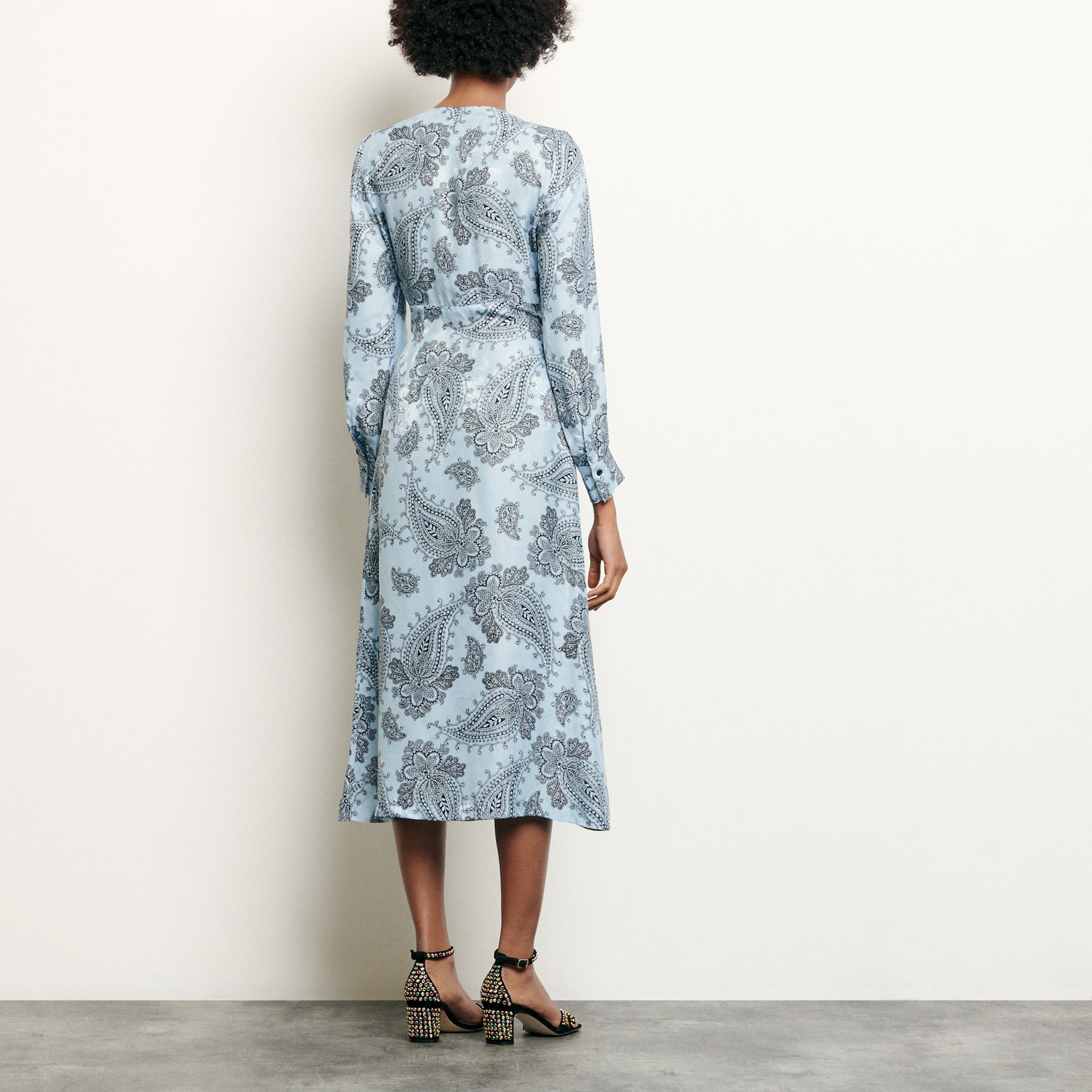 Robe midi en soie mélangée imprimée Sandro seconde main