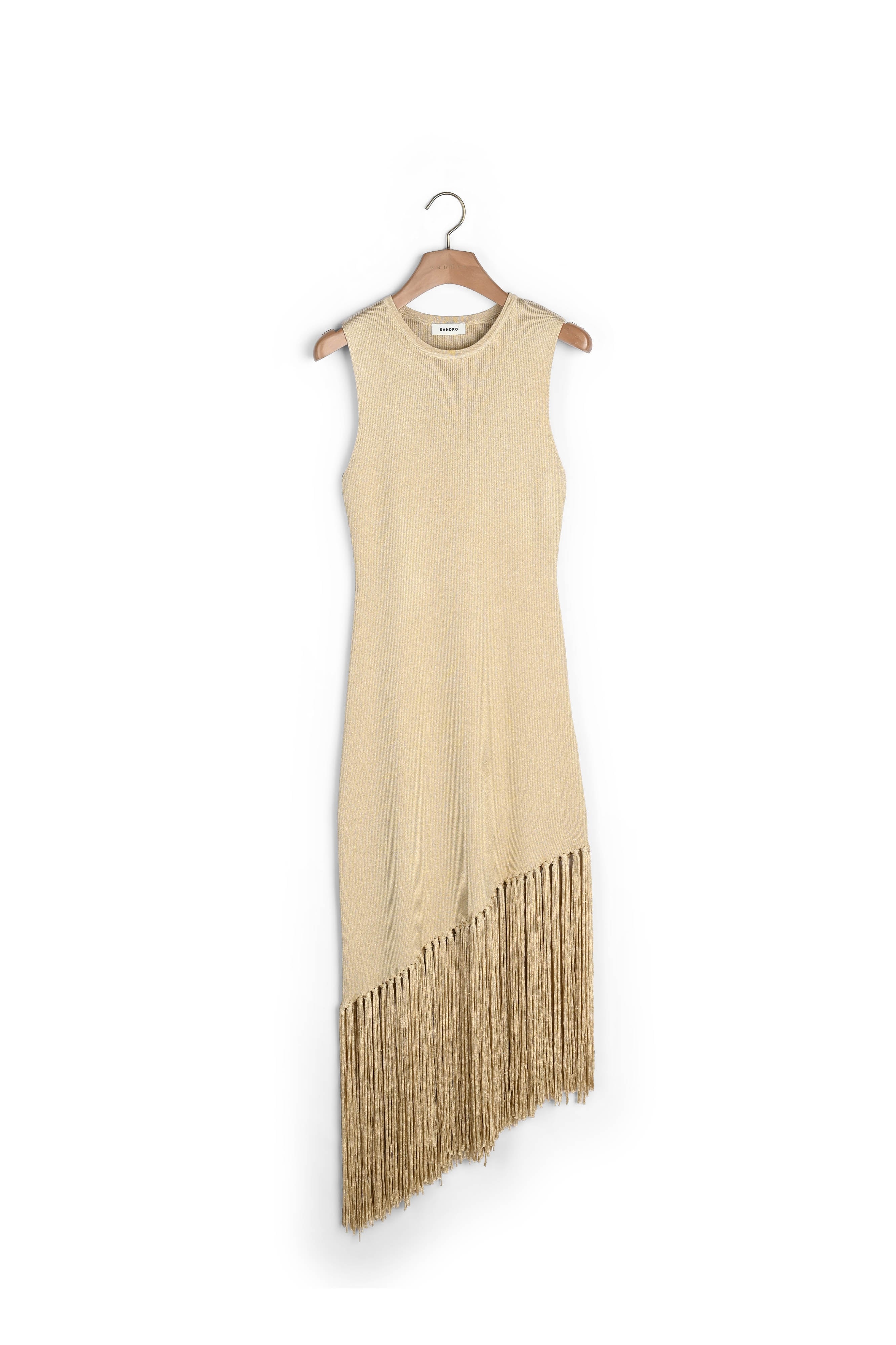 Robe longue asymétrique à franges Sandro seconde main