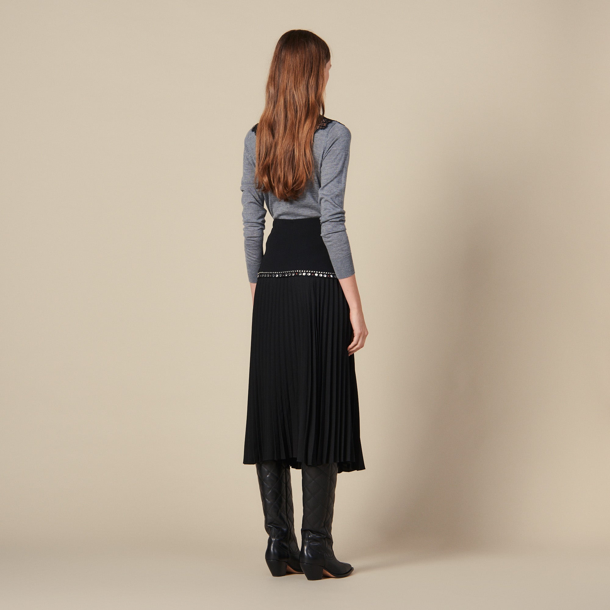 Jupe longue portefeuille plissée Sandro seconde main