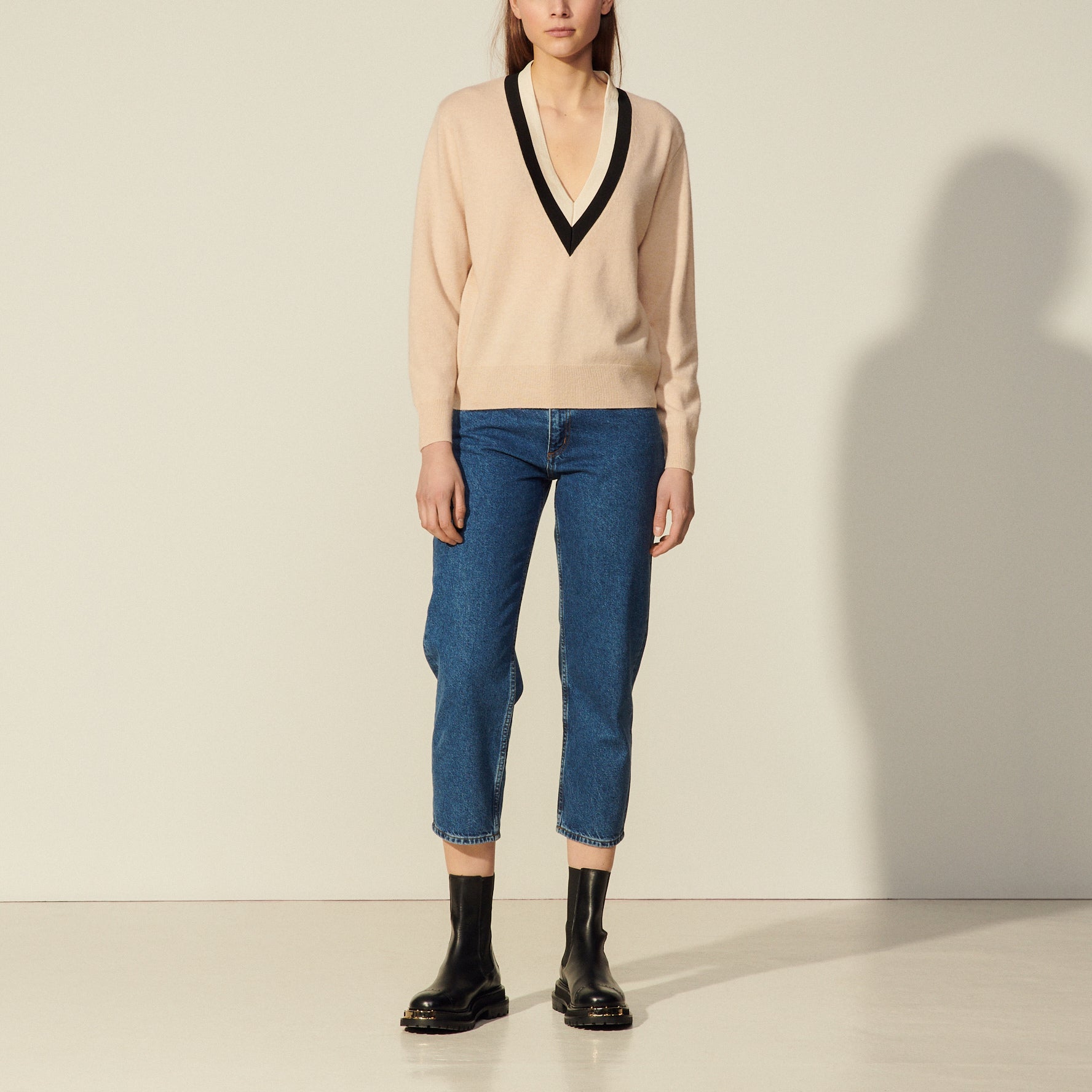 Pull en Maille avec large galon bicolore Sandro seconde main
