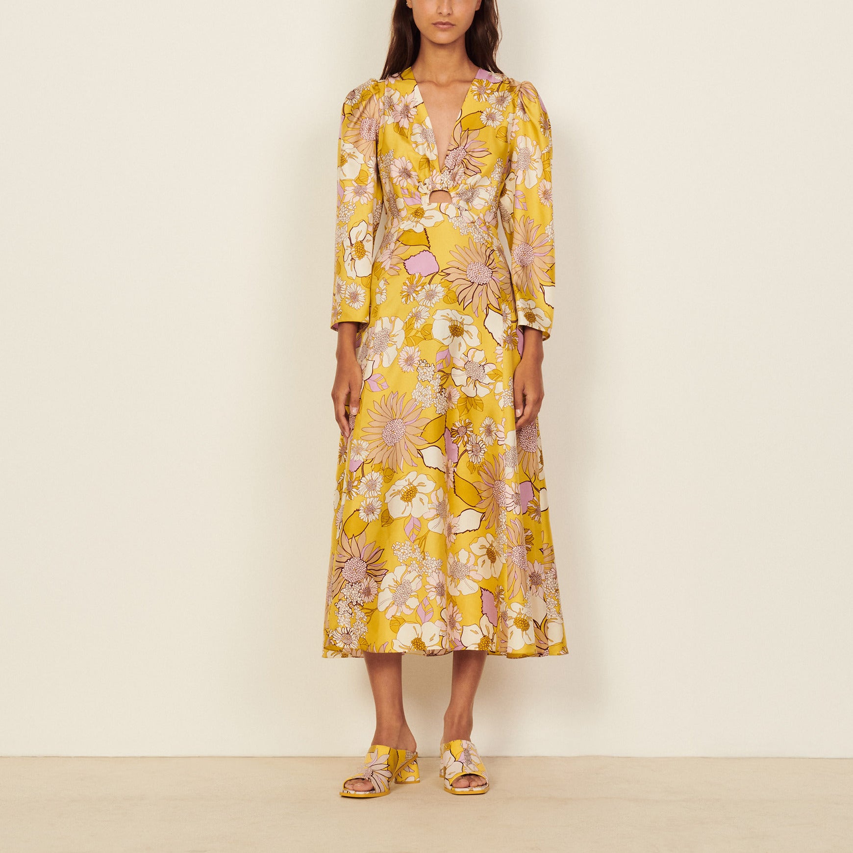 Robe longue imprimée en soie Sandro seconde main
