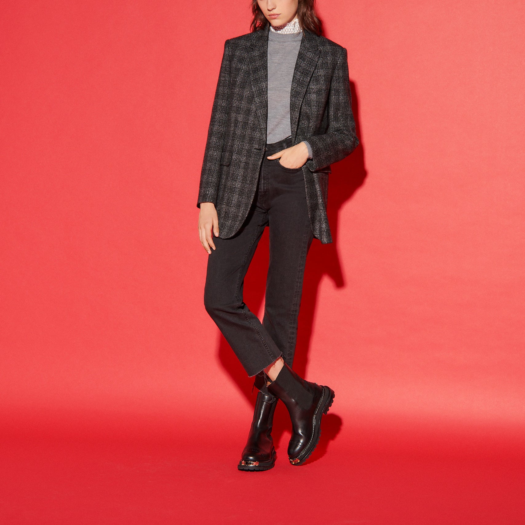 Veste tailleur à carreaux Sandro seconde main