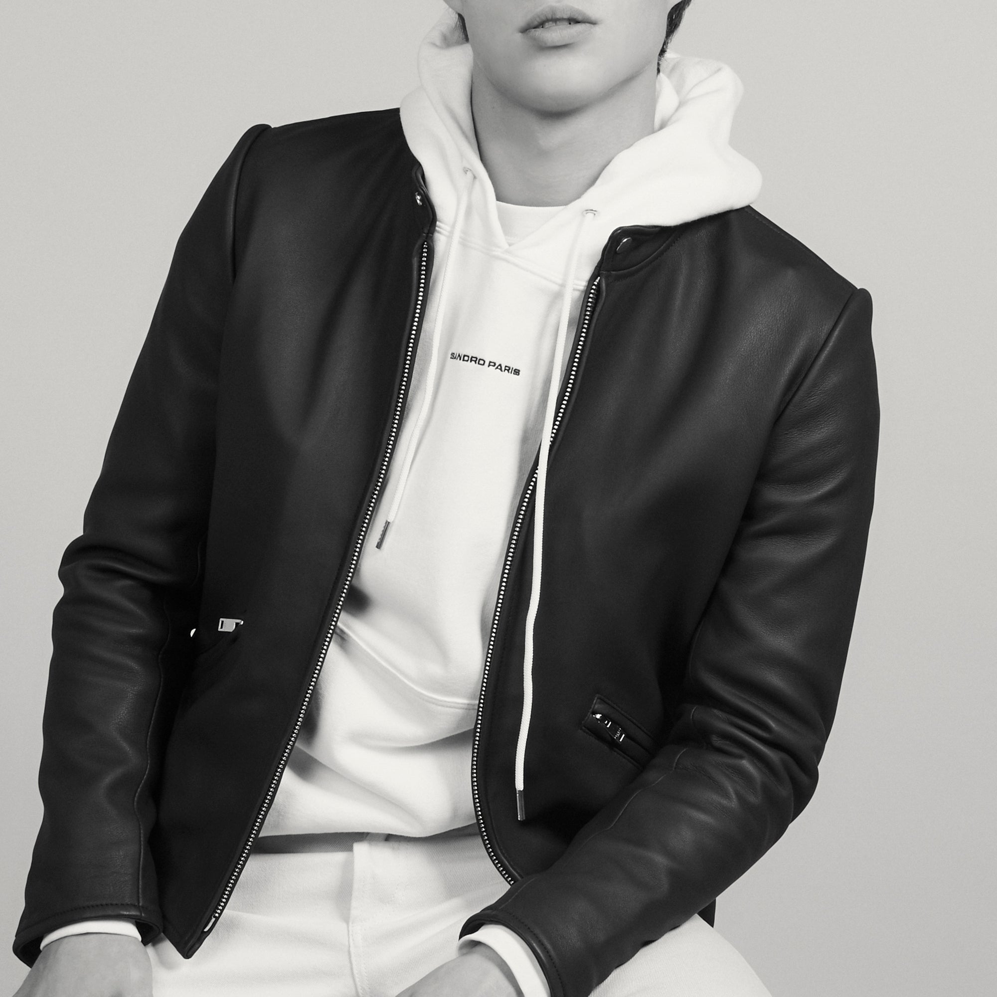 Blouson en cuir zippé Sandro seconde main