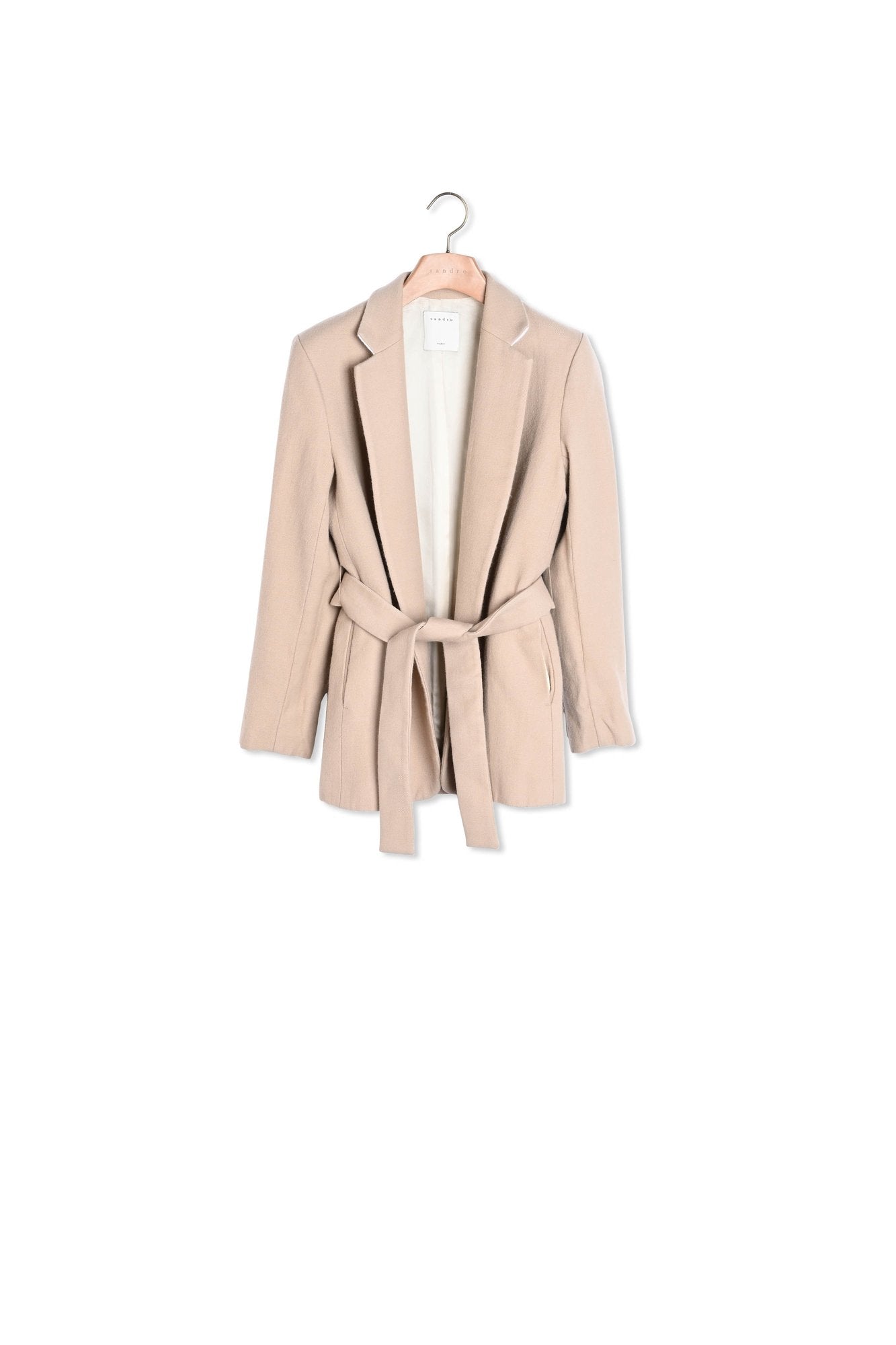 Longue Veste ceinturée en laine Sandro seconde main