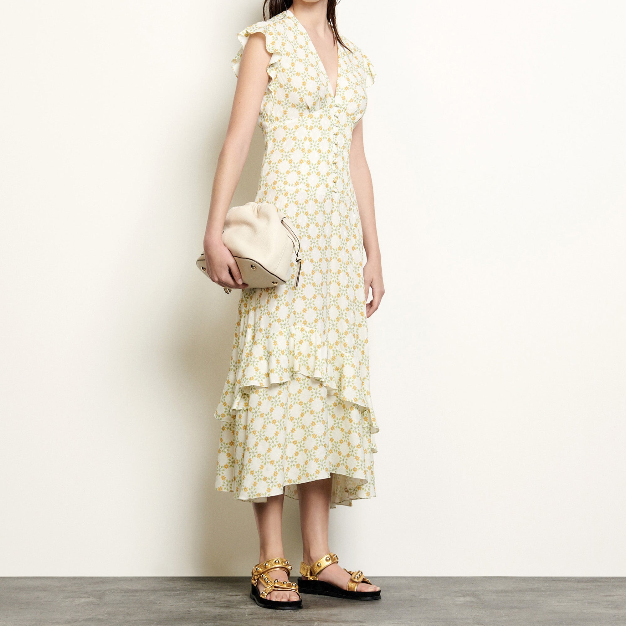 Robe longue en jacquard imprimé Sandro seconde main