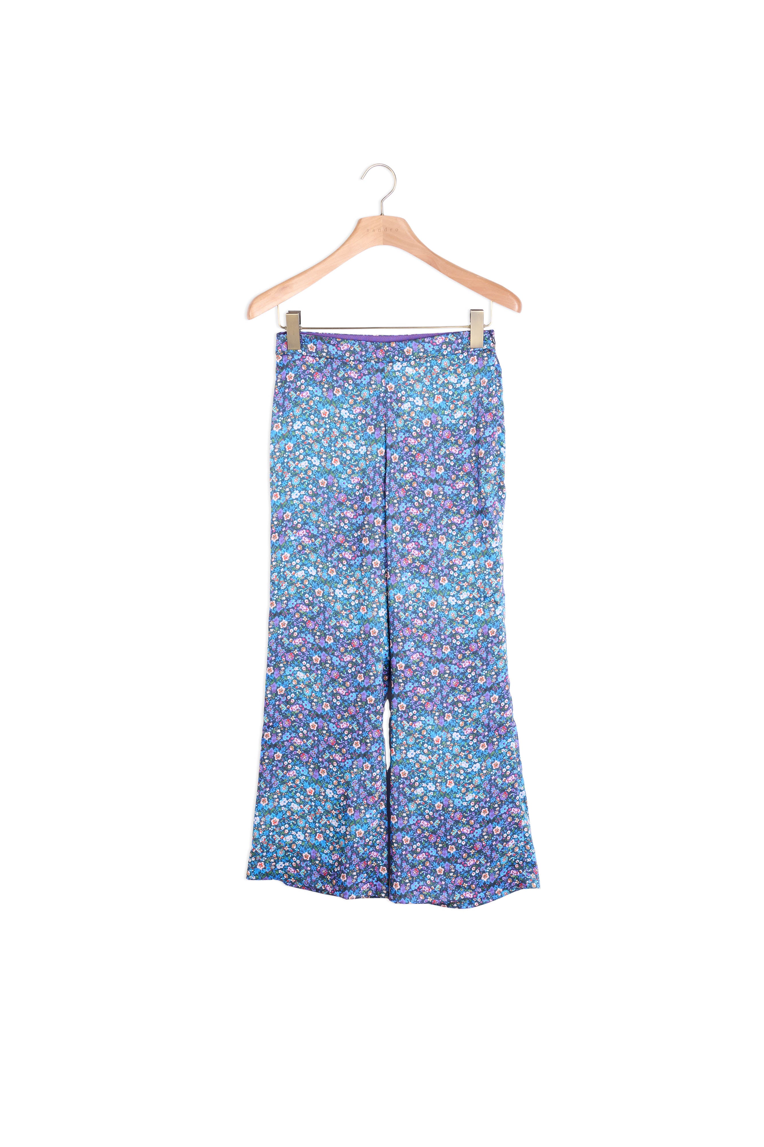 Pantalon satiné imprimé fleuri Sandro seconde main