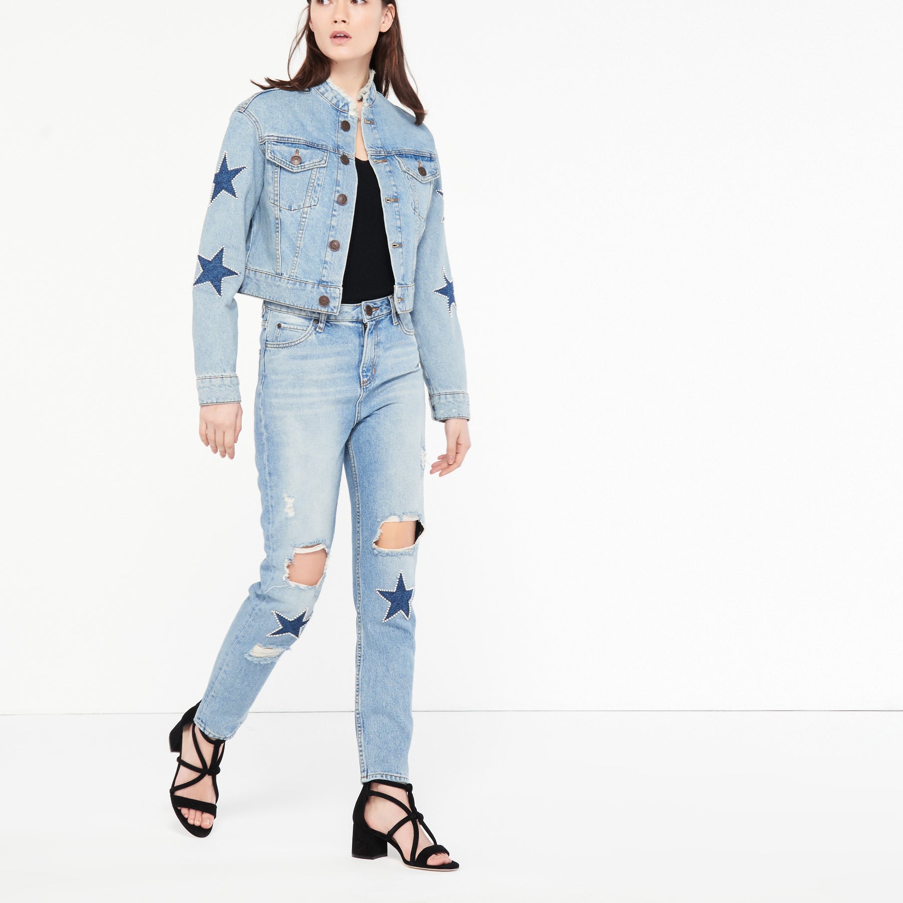 Veste courte en jeans à étoiles Sandro seconde main