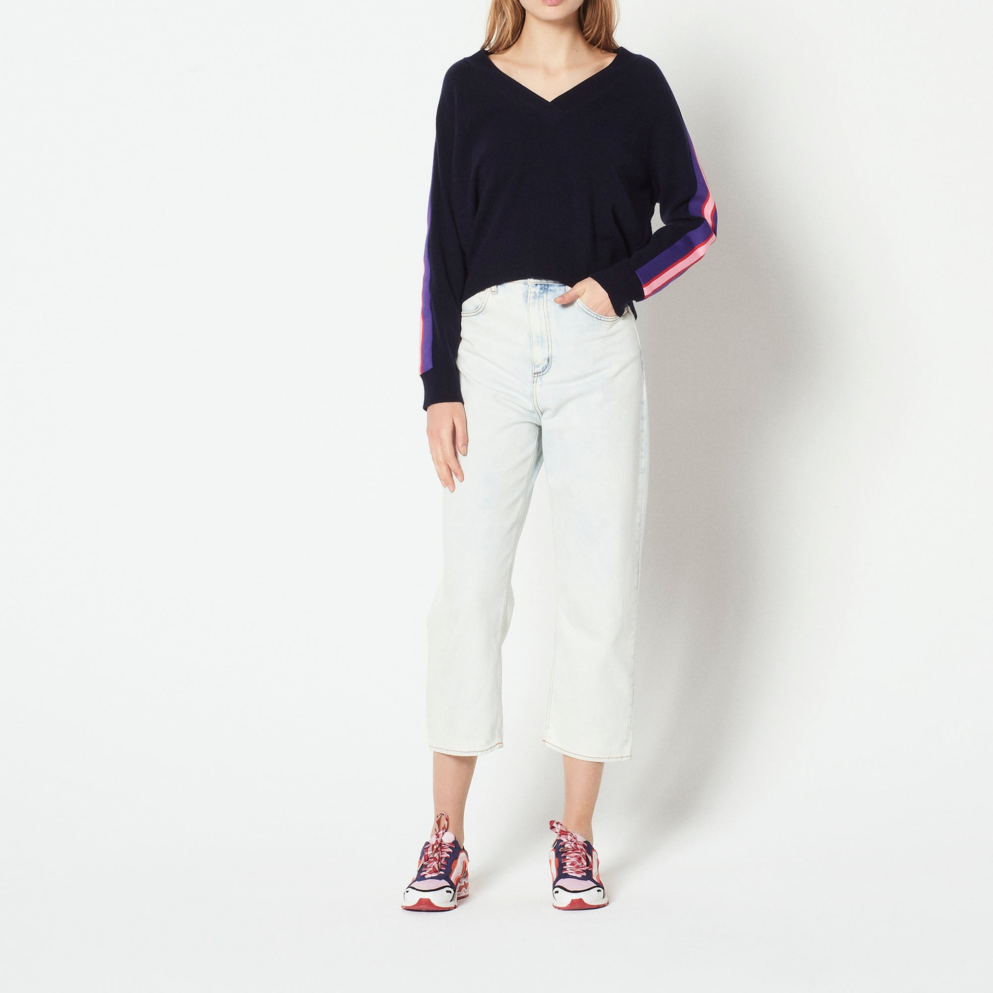 Pull laine et cachemire orné d’un galon  Sandro seconde main