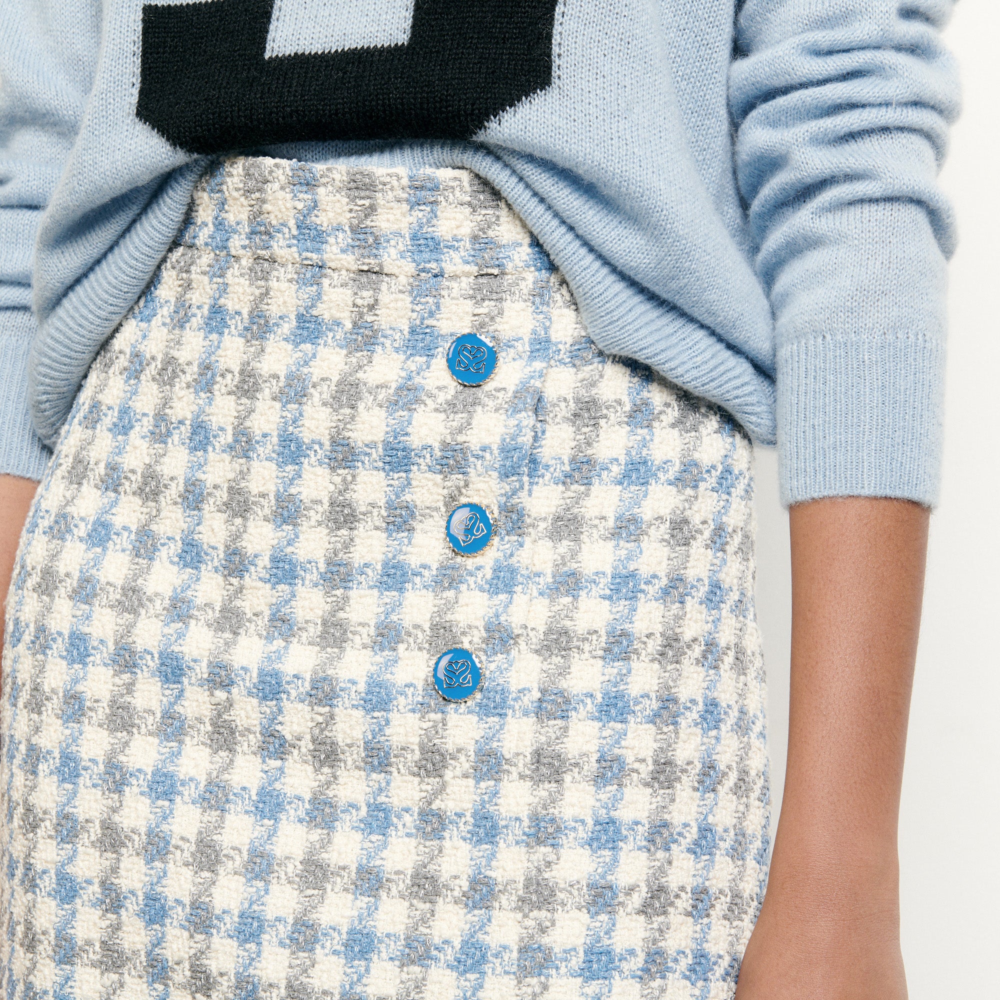 Jupe courte en tweed pied de coq Sandro seconde main