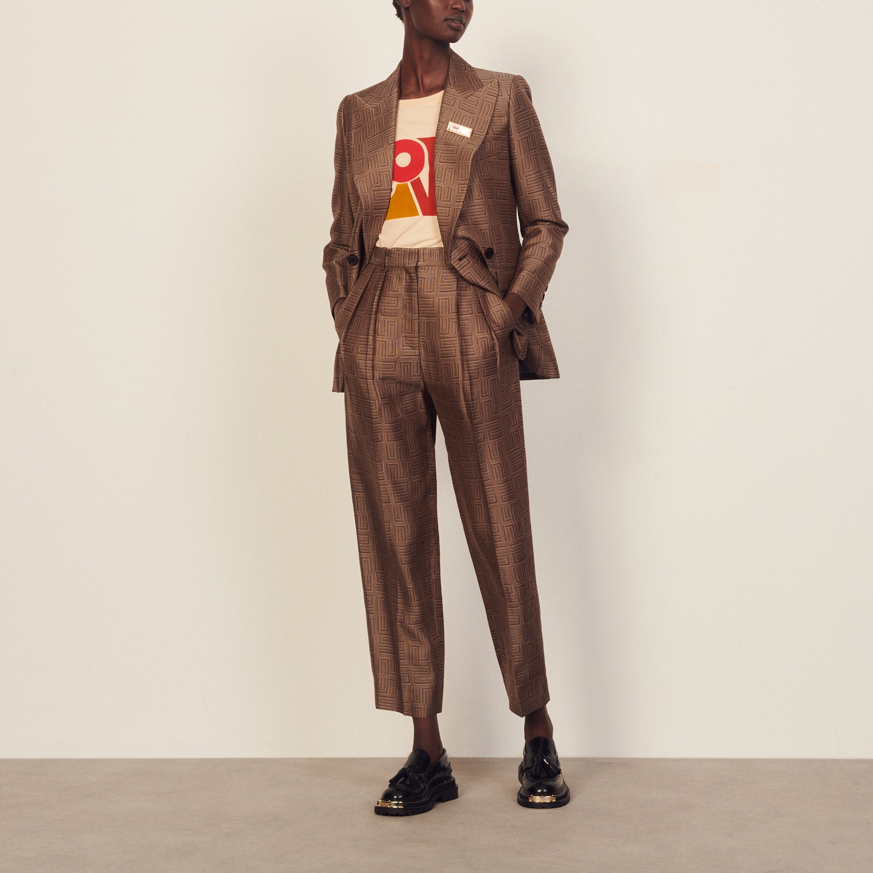 Pantalon en jacquard à taille haute Sandro seconde main