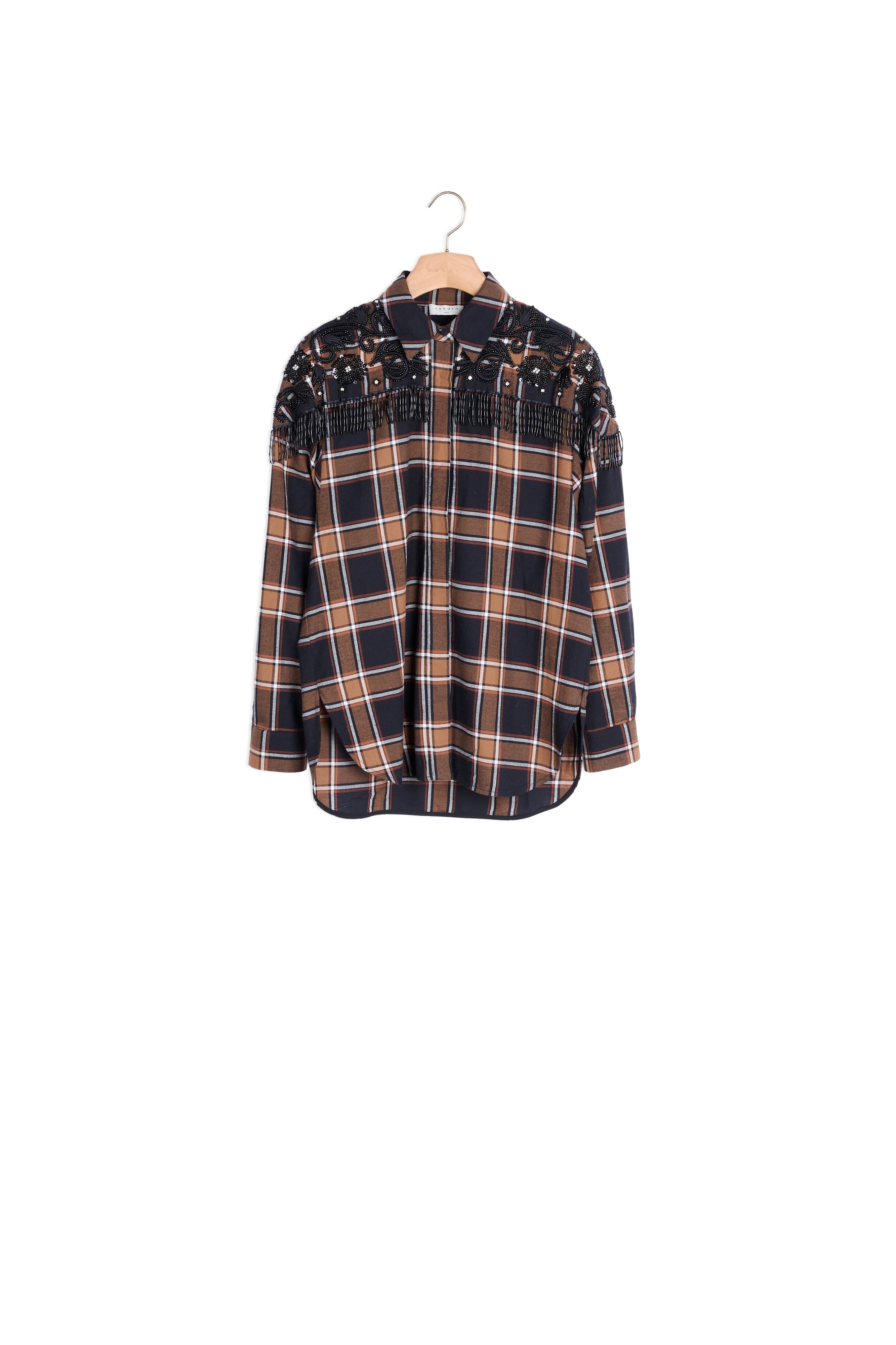 Chemise à carreaux et broderies western Sandro seconde main
