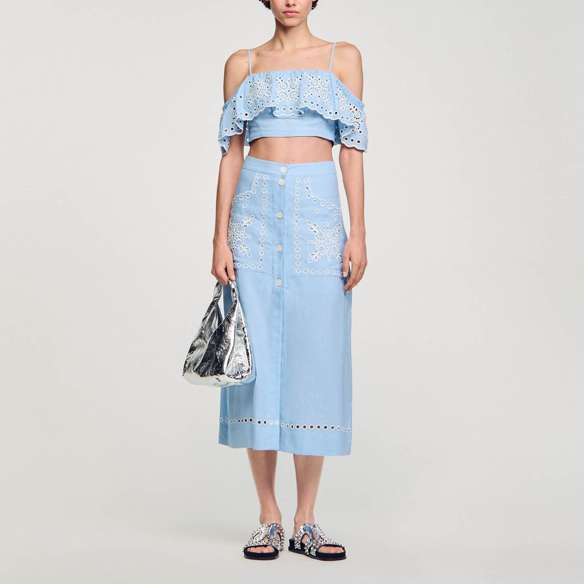 Jupe longue brodée Sandro seconde main