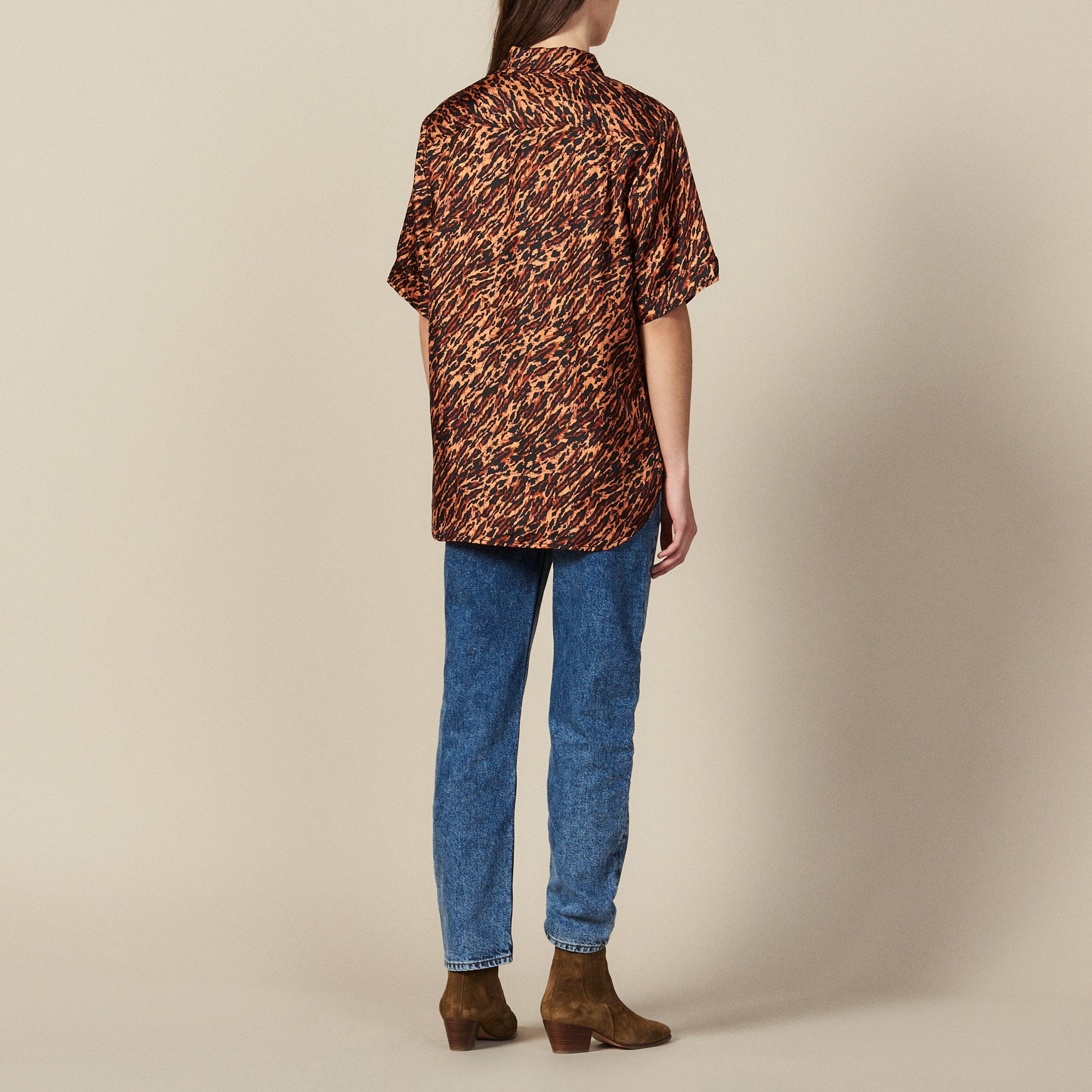Chemise imprimée en twill de soie Sandro seconde main