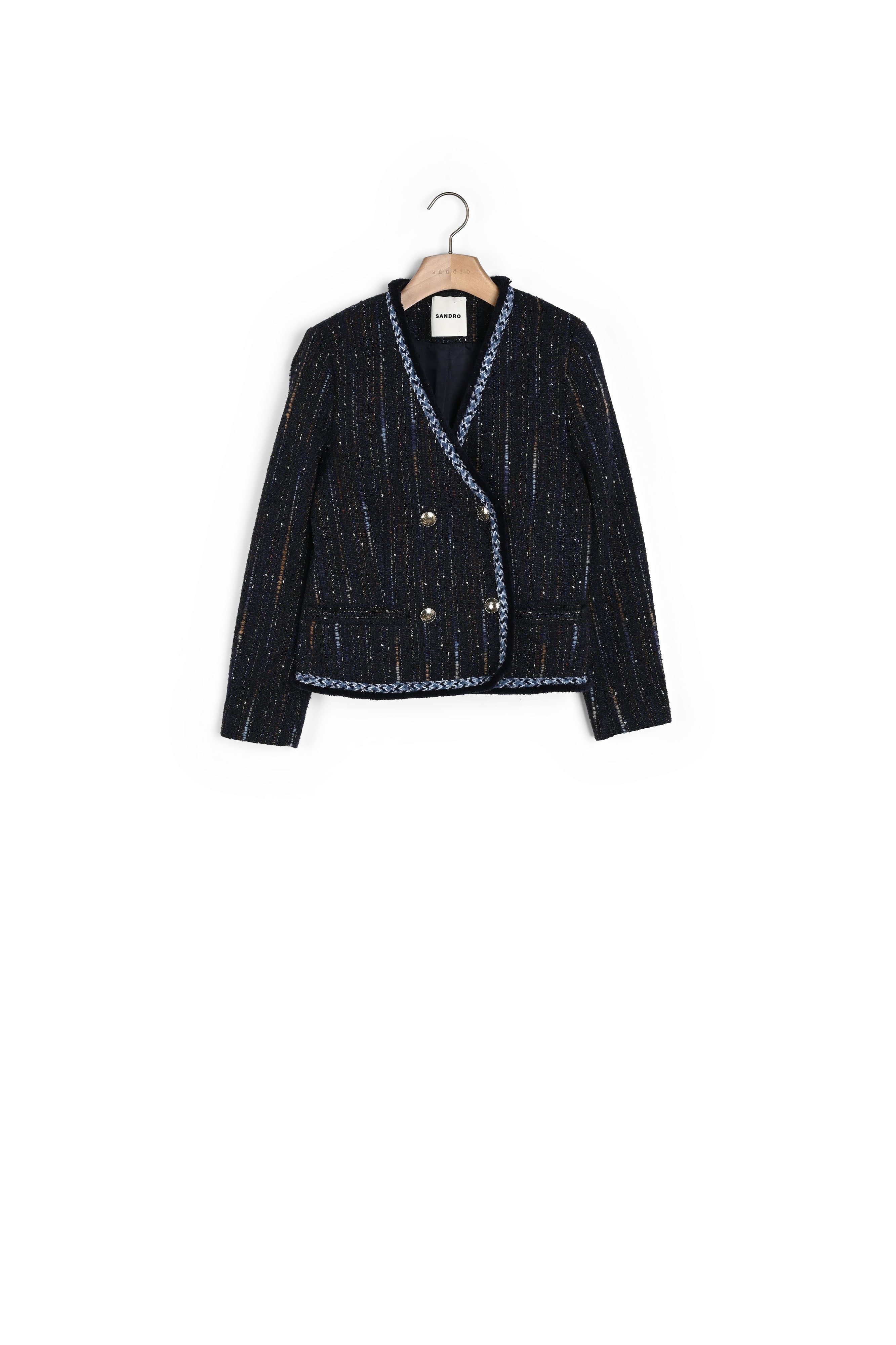 Veste en tweed à boutonnage croisé Sandro seconde main