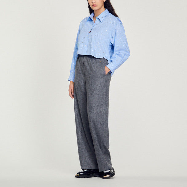 Chemise à rayures ornée de strass Sandro seconde main