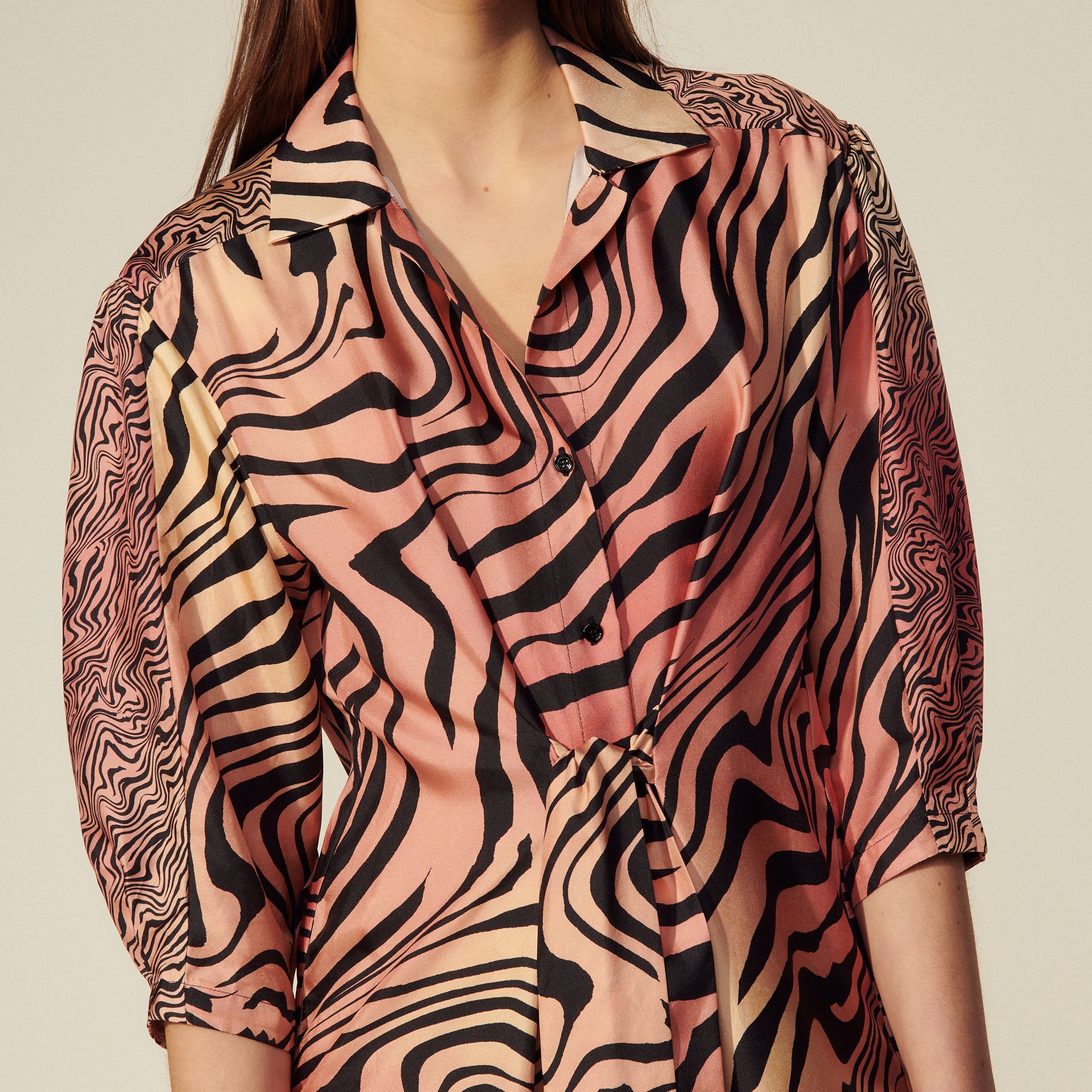 Robe longue imprimée en soie Sandro seconde main