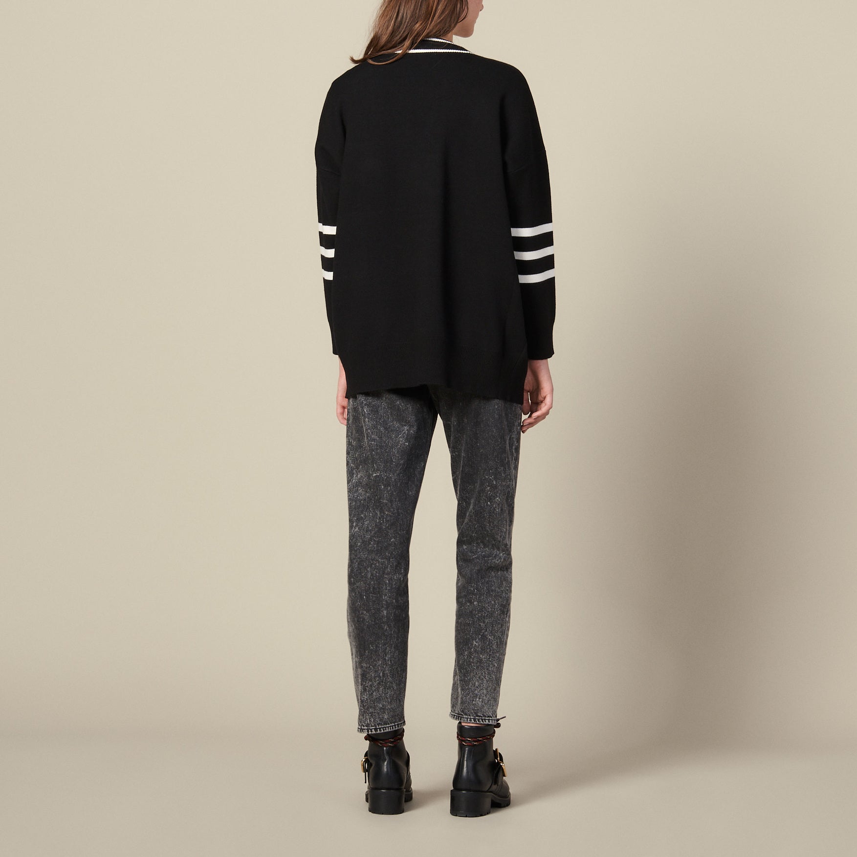 Cardi-coat à rayures contrastantes Sandro seconde main