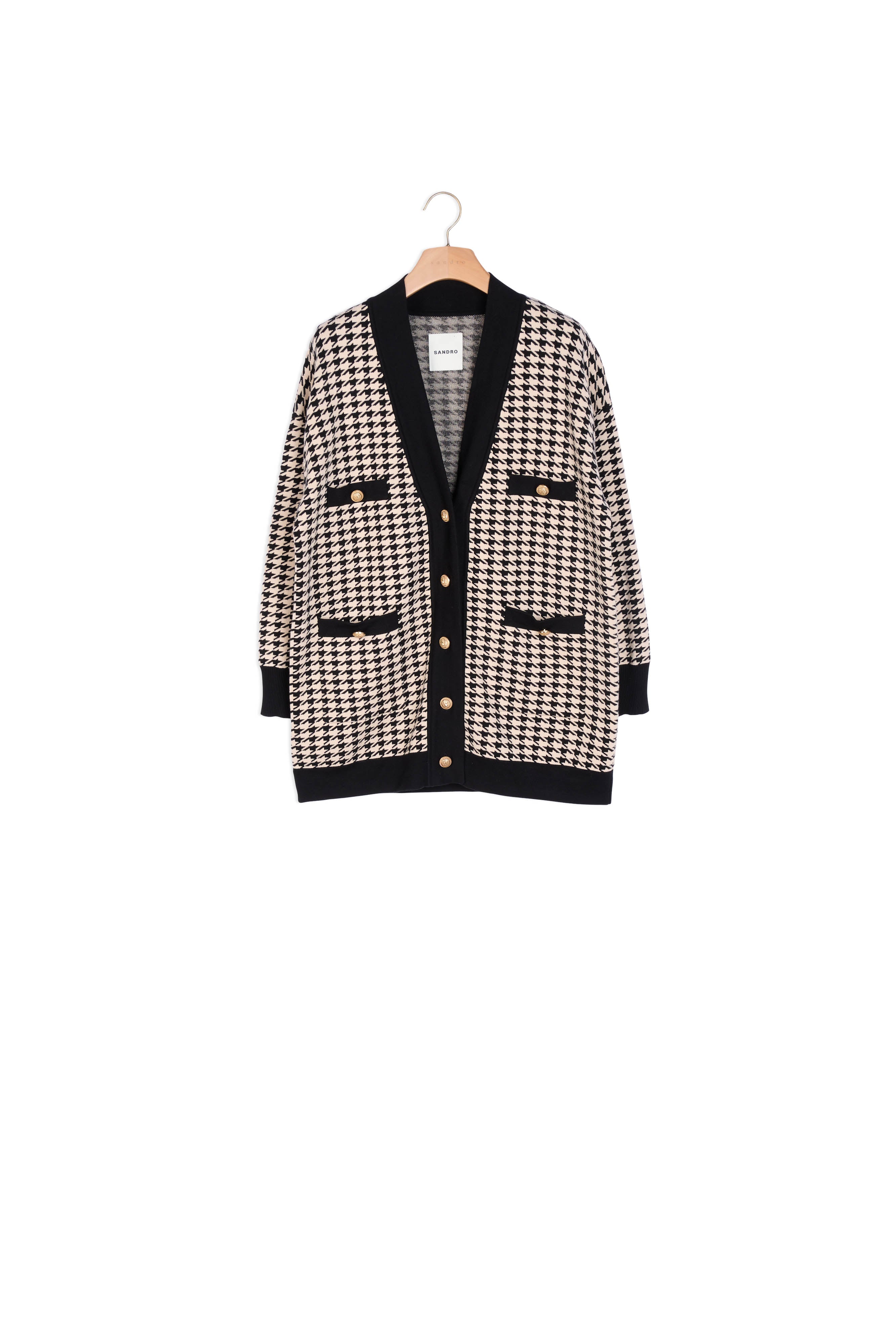 Cardi-coat à motifs pied de coq Sandro seconde main