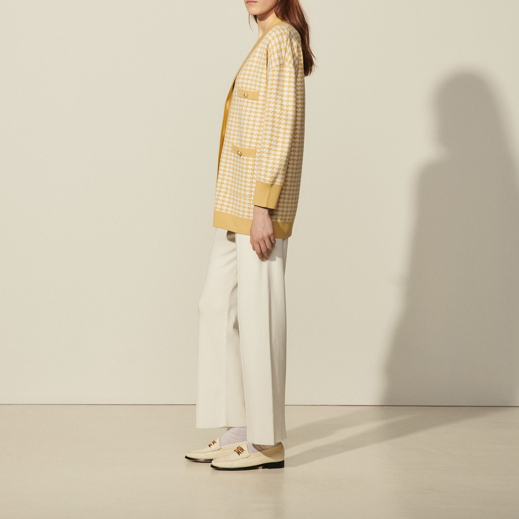Cardi-coat à motifs pied de coq Sandro seconde main