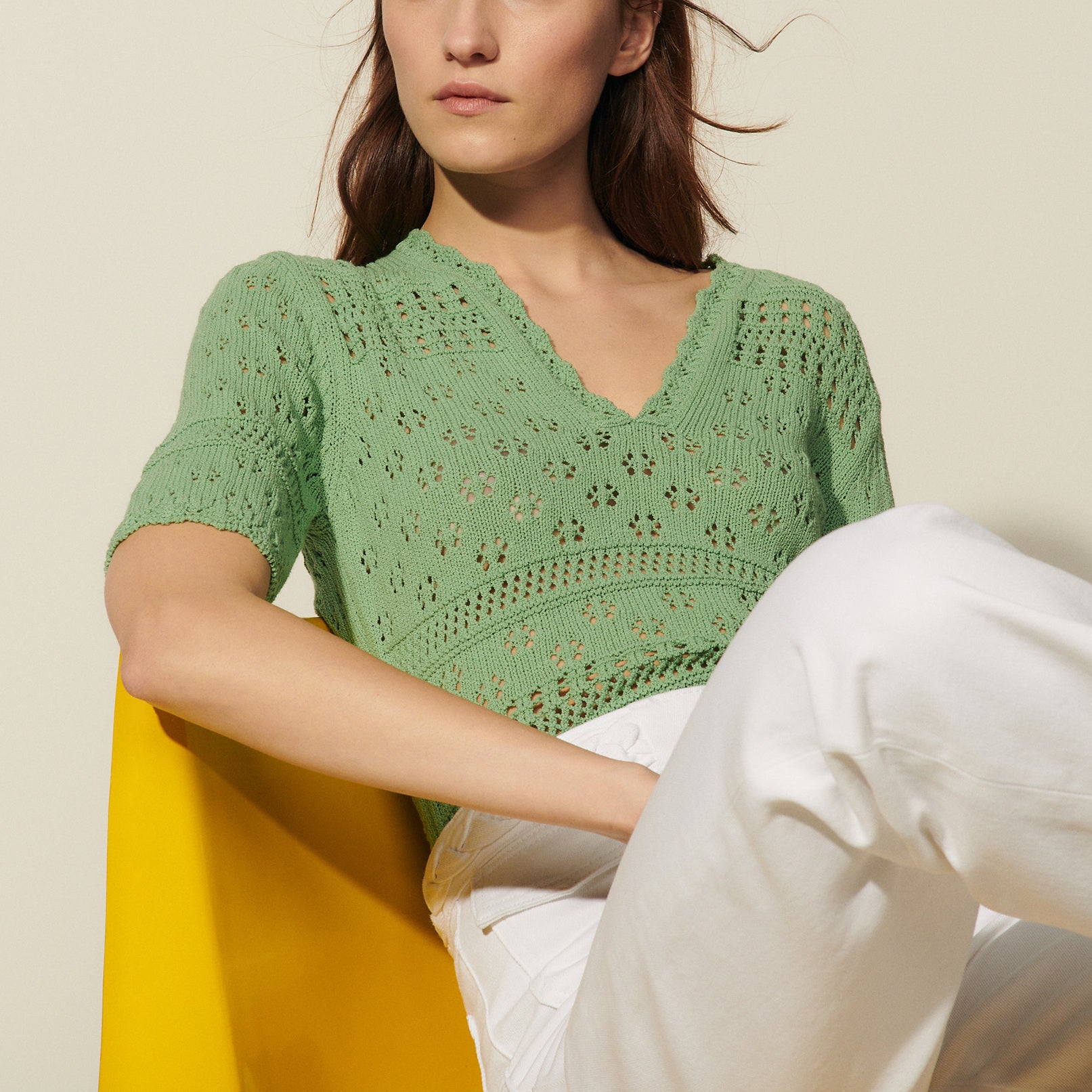 Pull manches courtes en Maille fantaisie Sandro seconde main