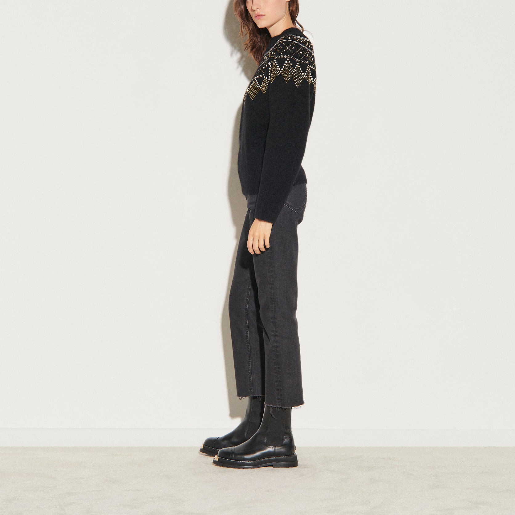 Pull plastron fantaisie à studs Sandro seconde main