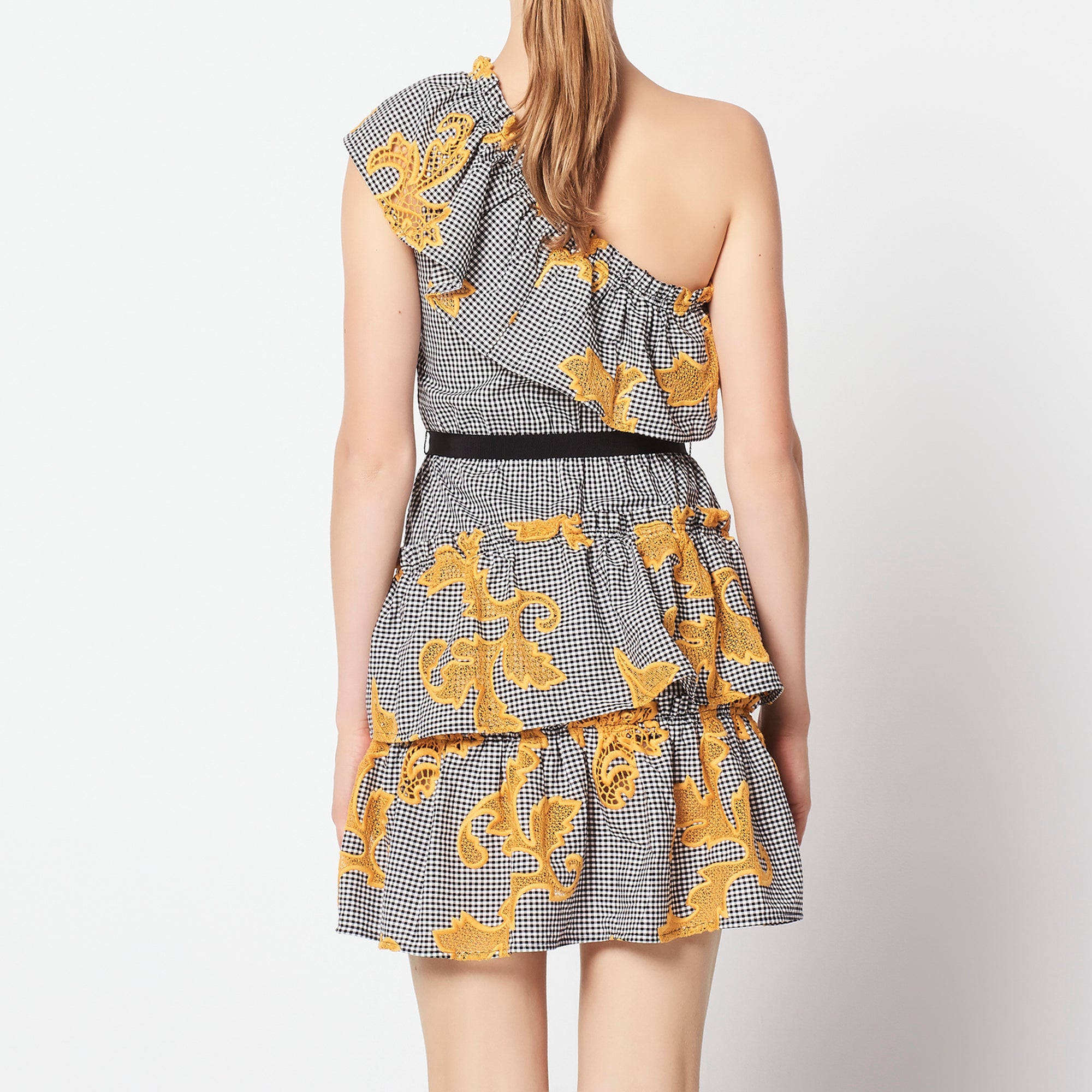 Robe imprimée et volantée asymétrique Sandro seconde main