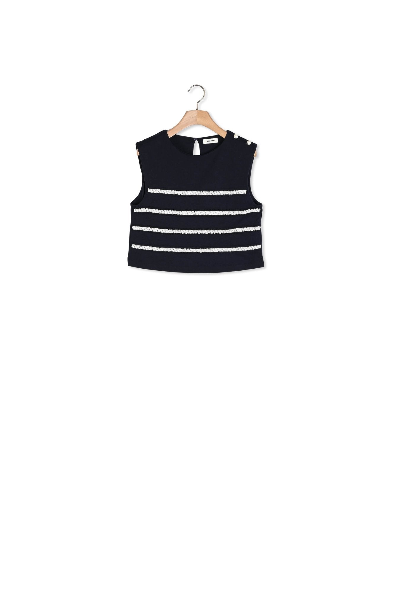 T-shirt sans manches marinière Sandro seconde main