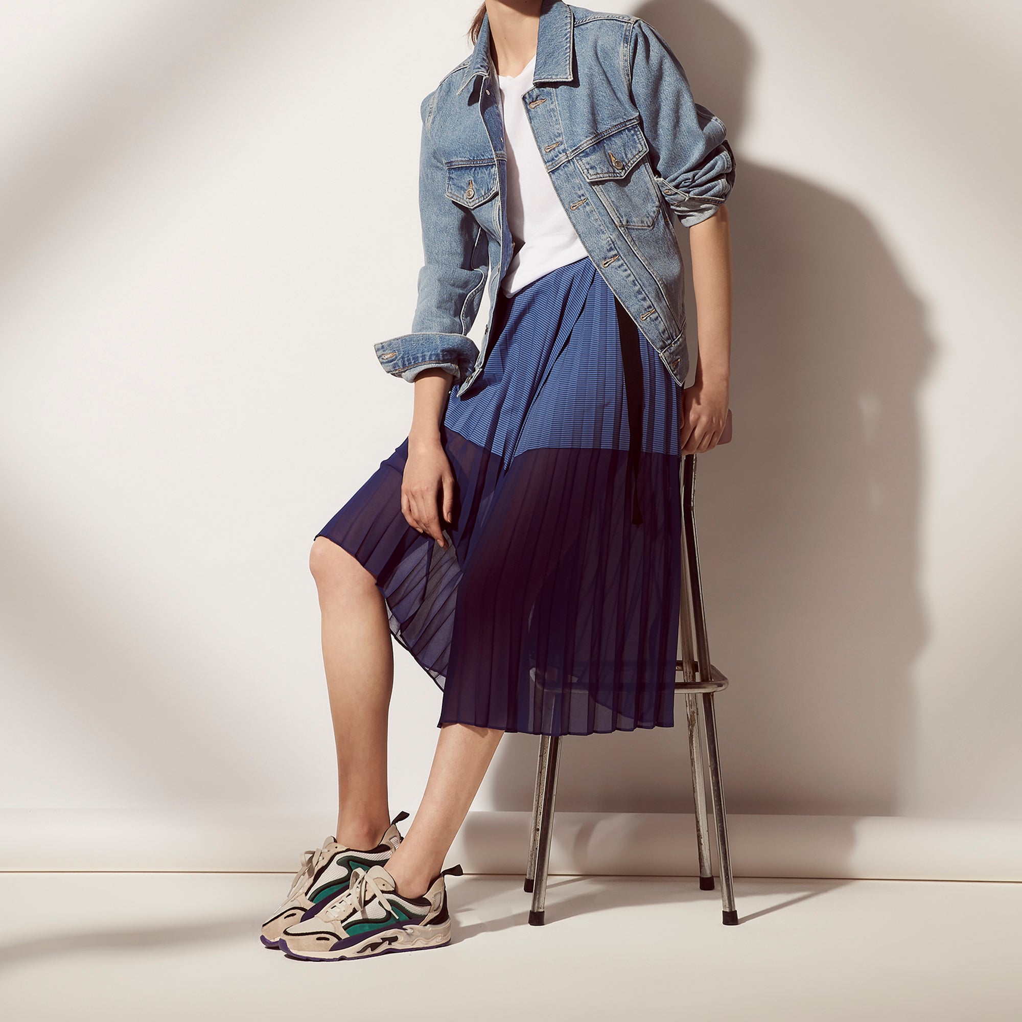 Jupe plissée mi-longue et bicolore Sandro seconde main