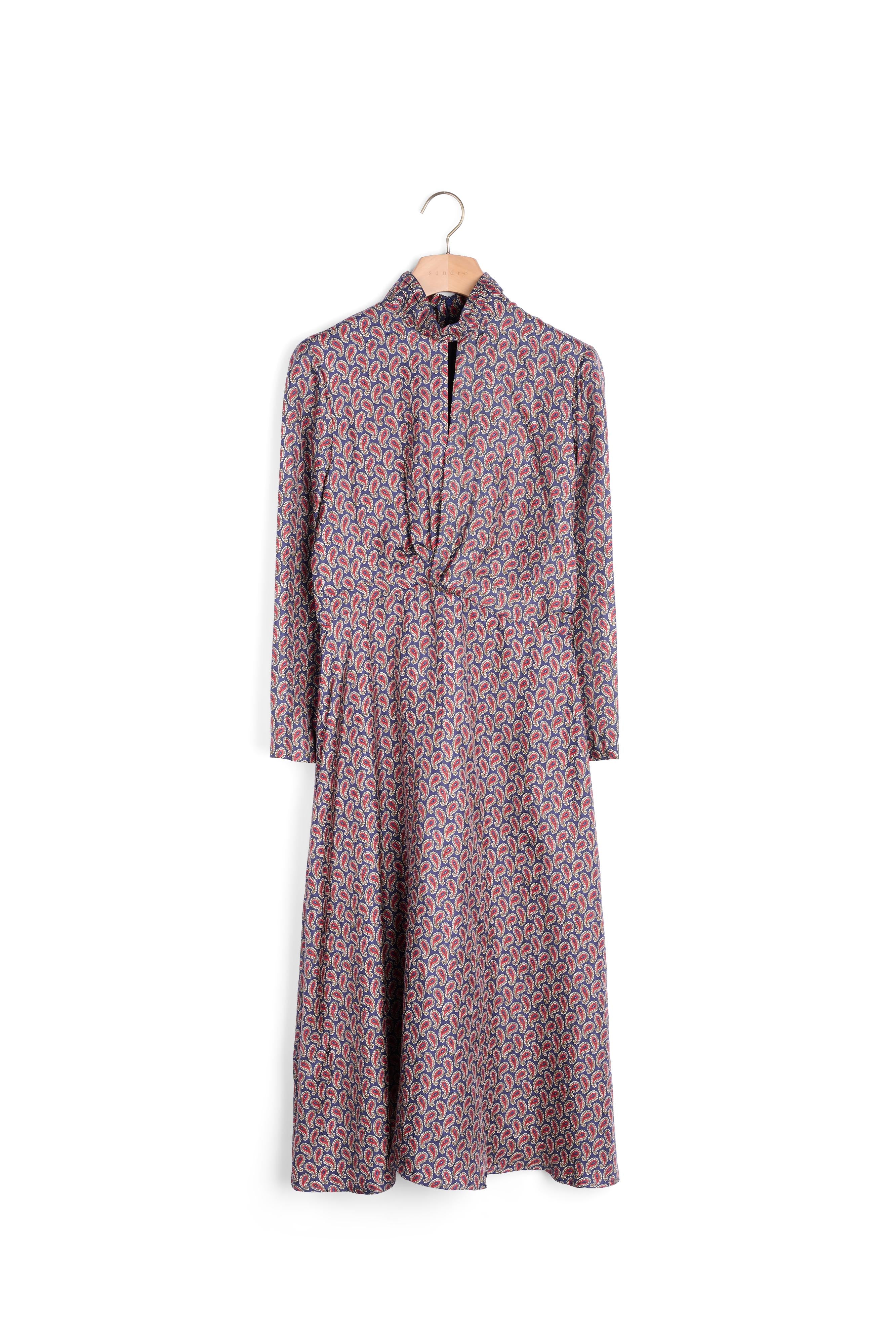 Robe en soie imprimée drapée Sandro seconde main