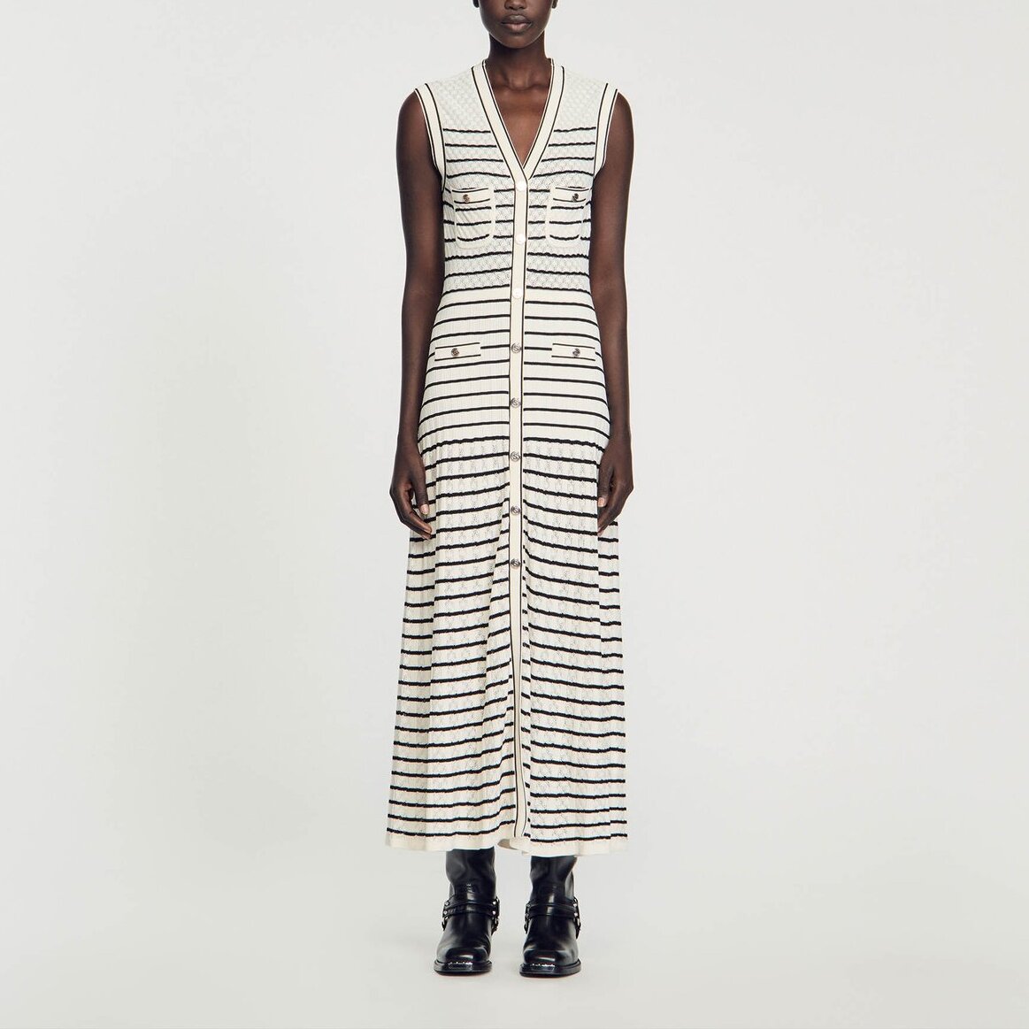 Robe midi en Maille à rayures Sandro seconde main