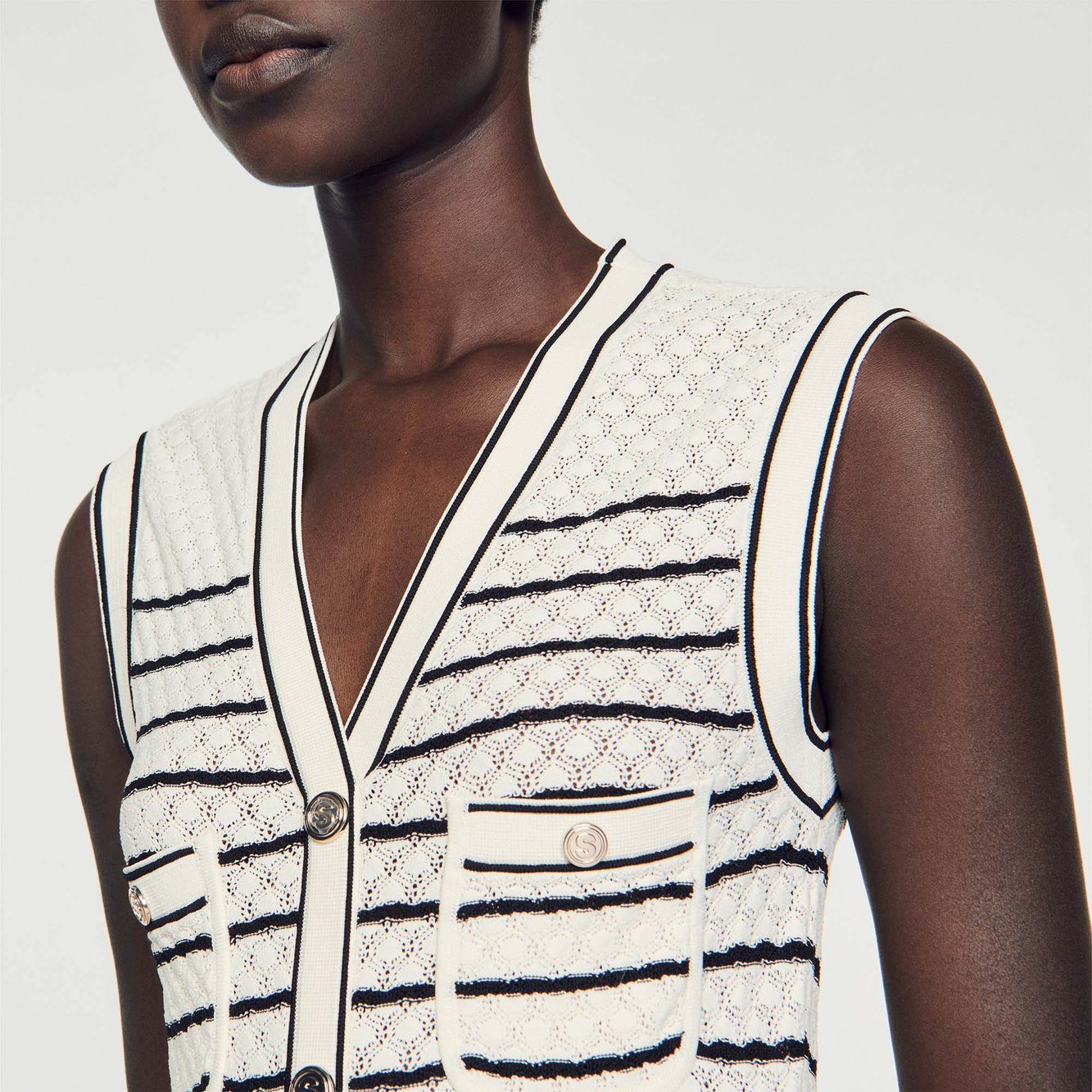 Robe midi en Maille à rayures Sandro seconde main