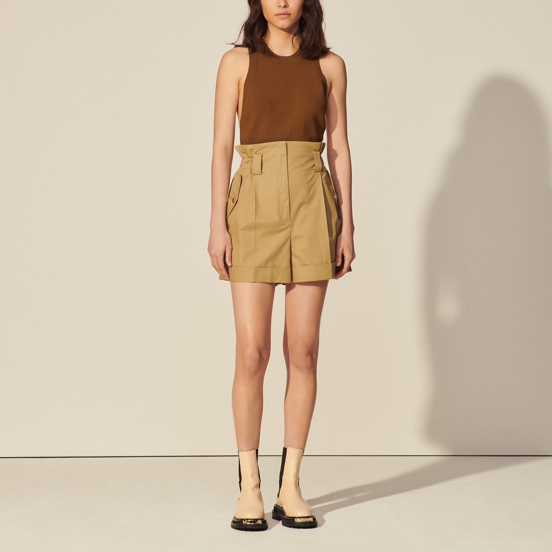Short taille haute en coton biologique Sandro seconde main