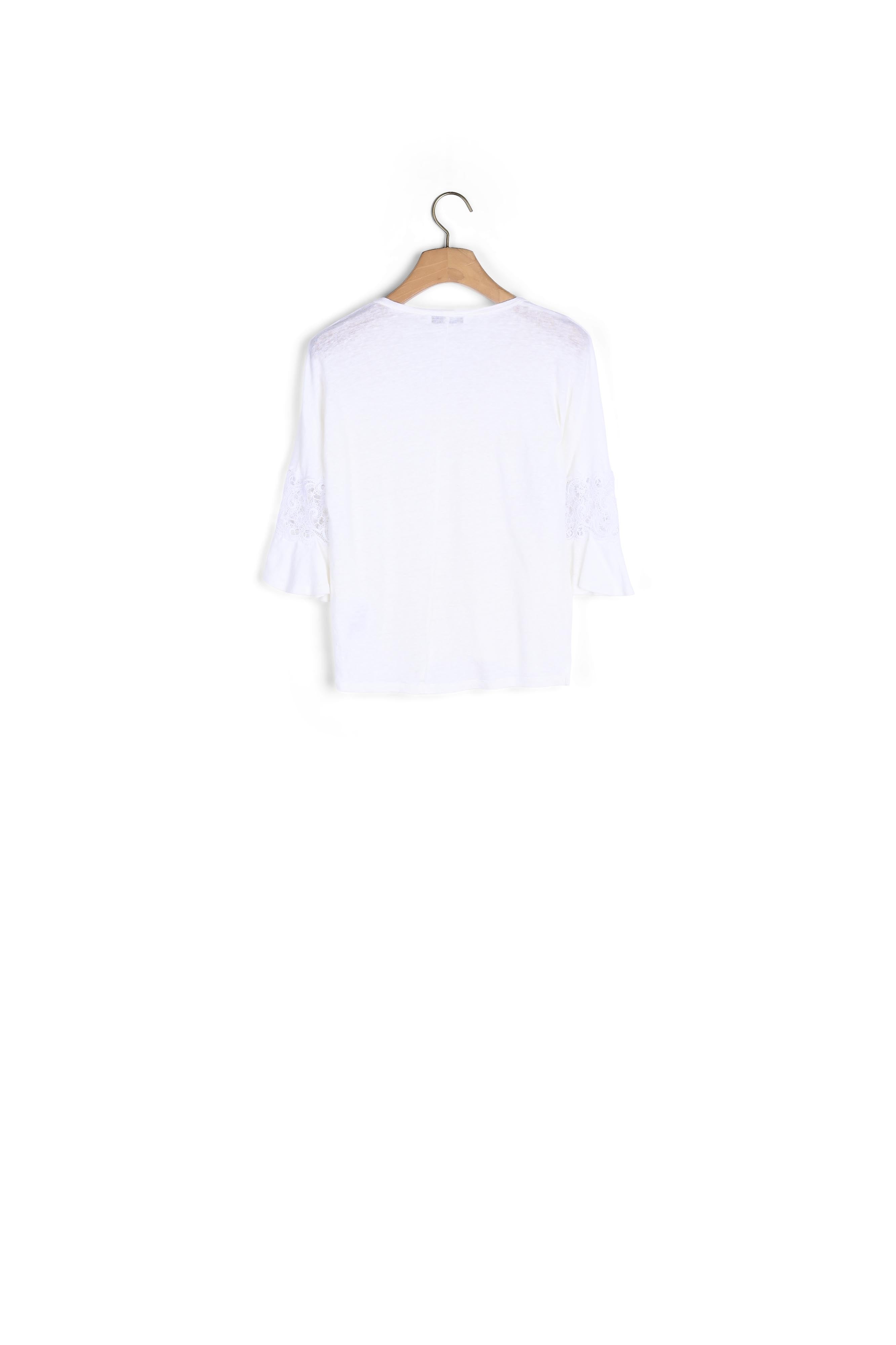 T-shirt en lin et insert de dentelle Sandro seconde main