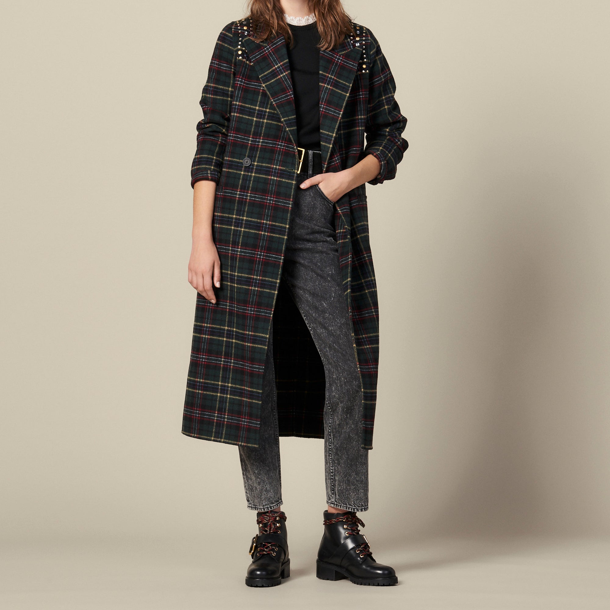 Manteau long orné de strass aux épaules Sandro seconde main