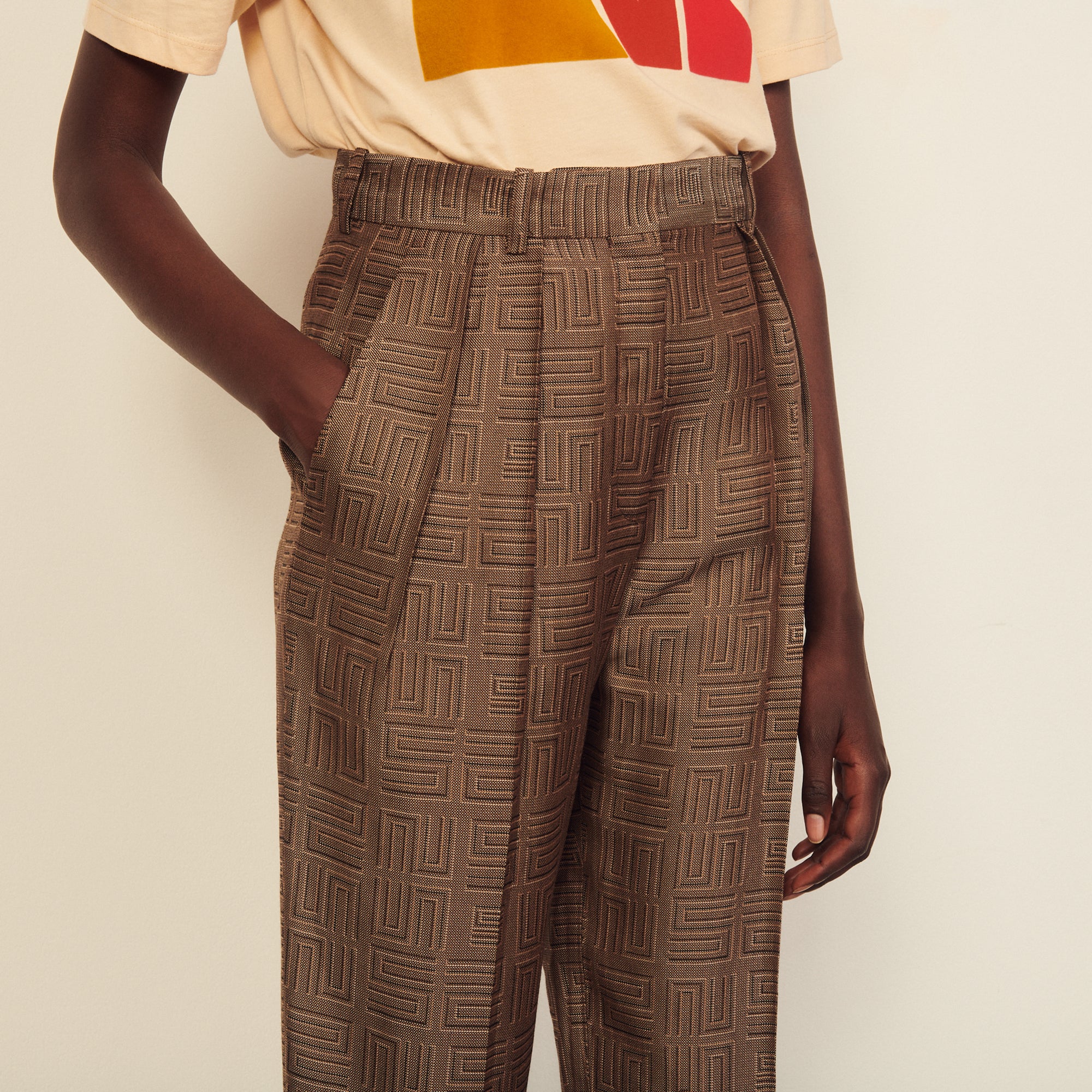 Pantalon en jacquard à taille haute Sandro seconde main