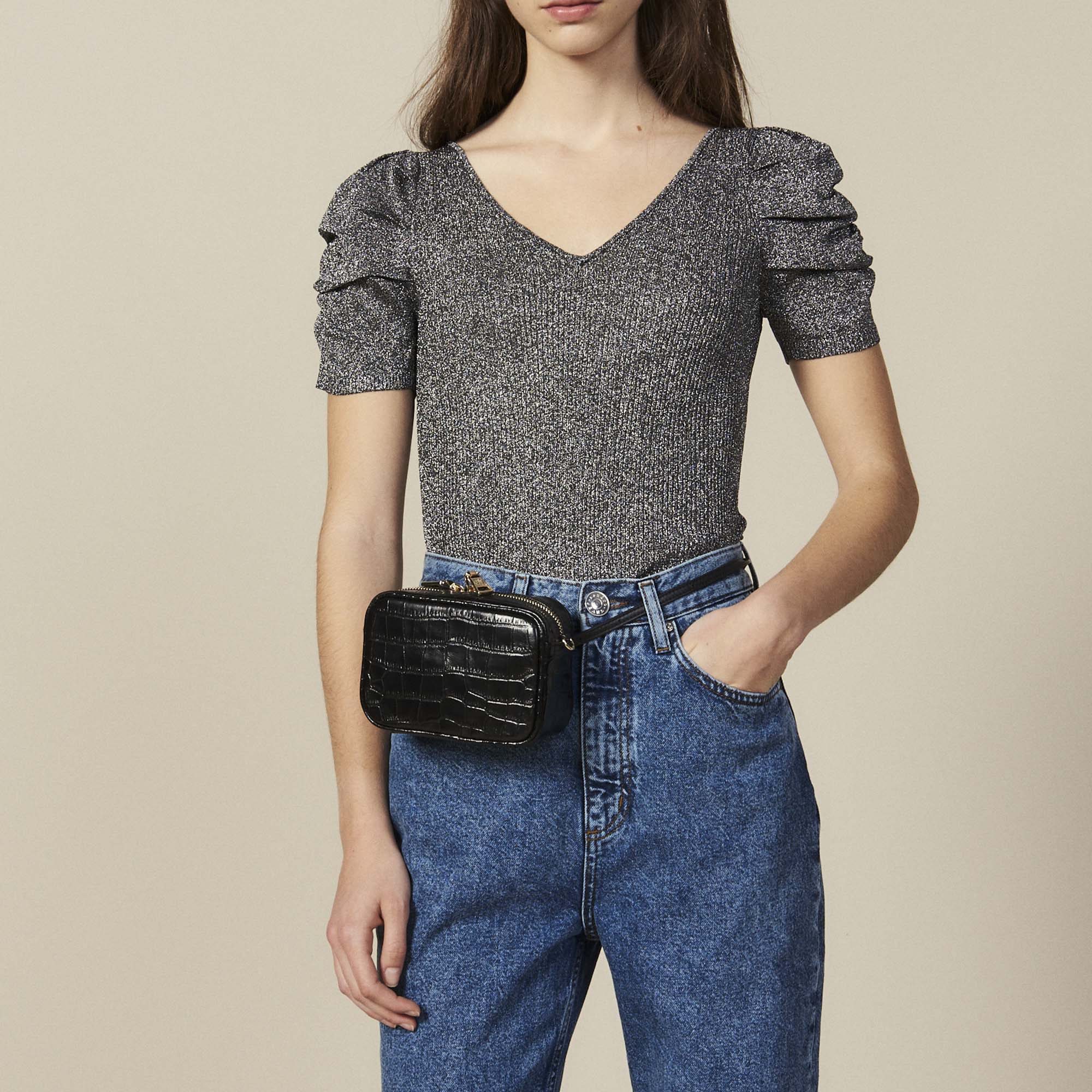 Top en Maille lurex à manches bouffantes Sandro seconde main