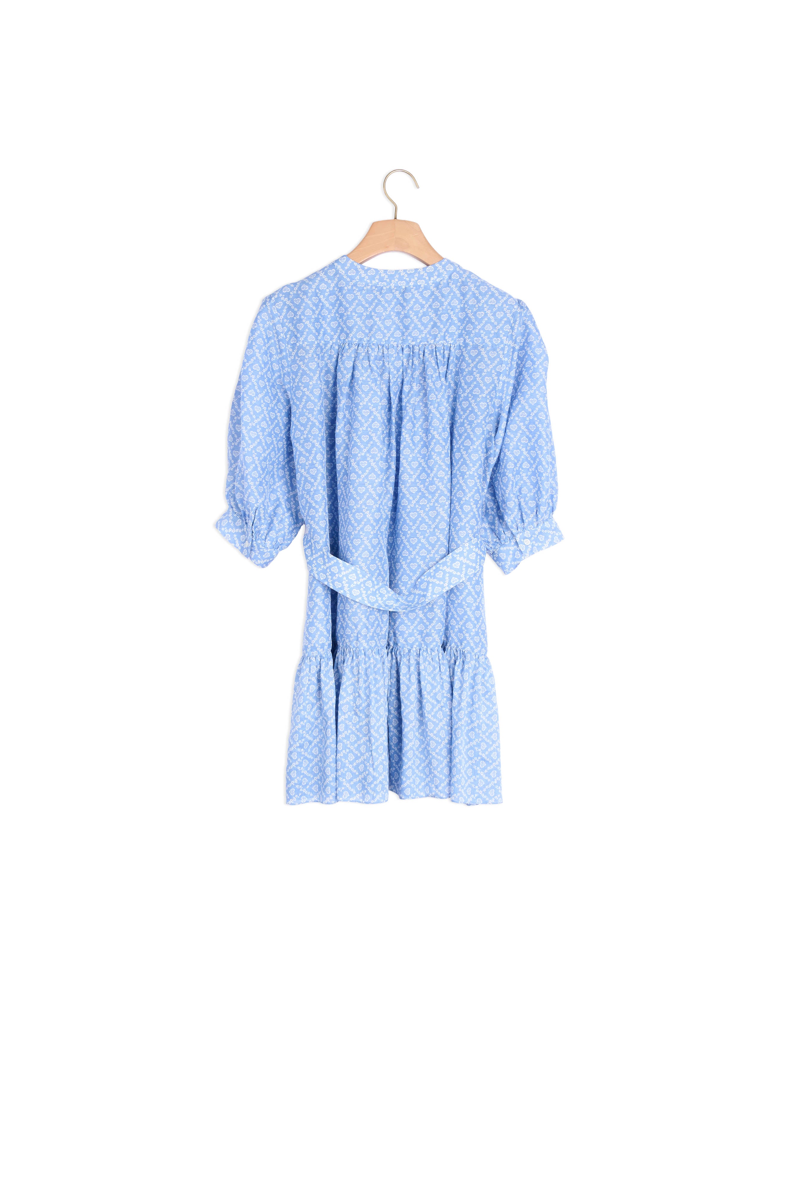 Robe courte lin et soie imprimé coeurs Sandro seconde main