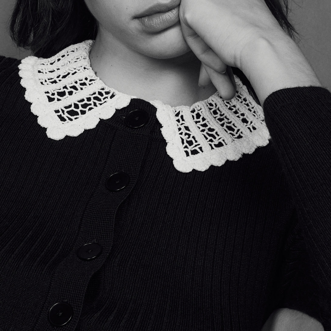 Cardigan avec côtes et col en crochet Sandro seconde main