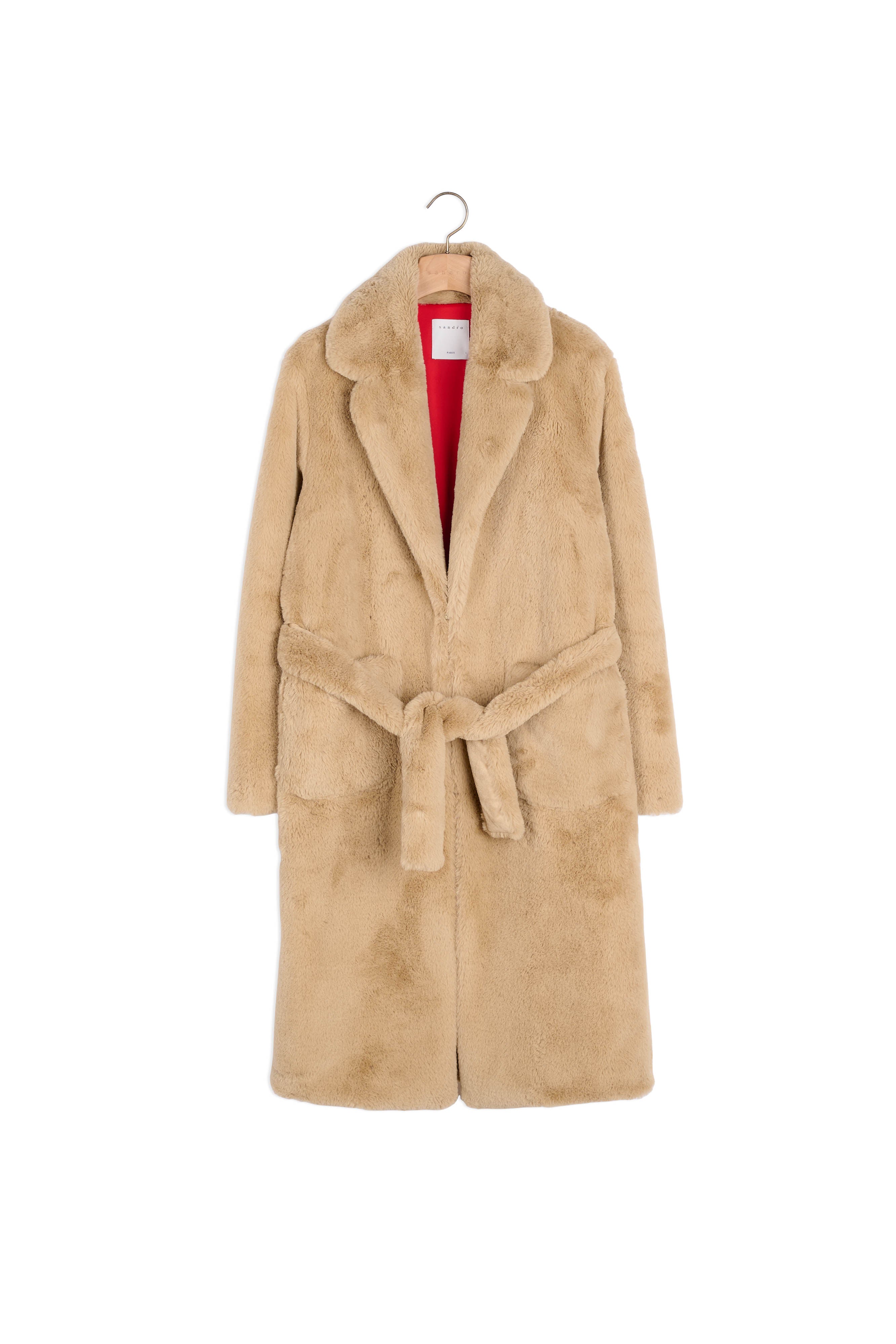 Manteau long en fausse fourrure Sandro seconde main