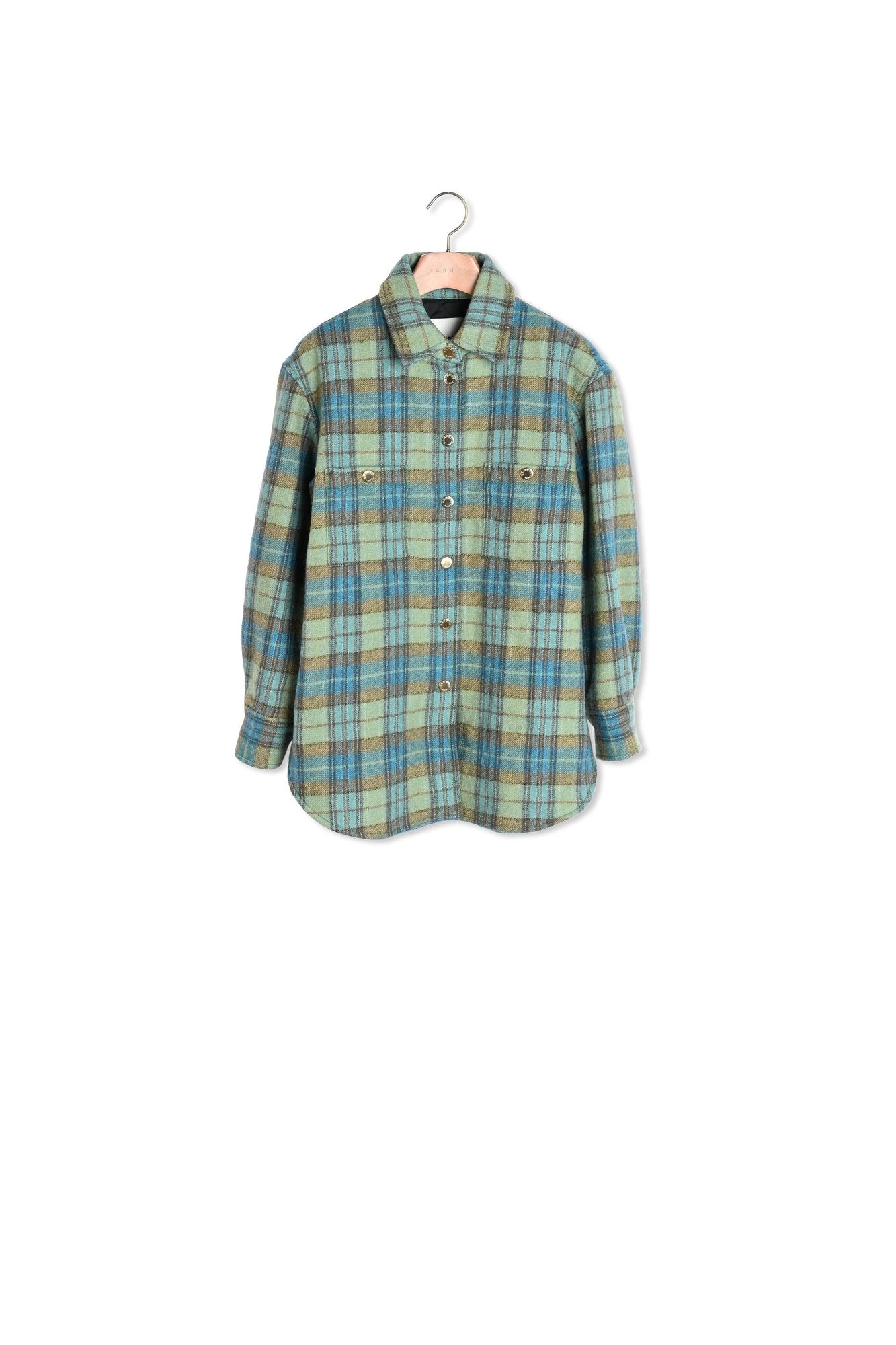 Manteau surChemise en laine à carreaux Sandro seconde main